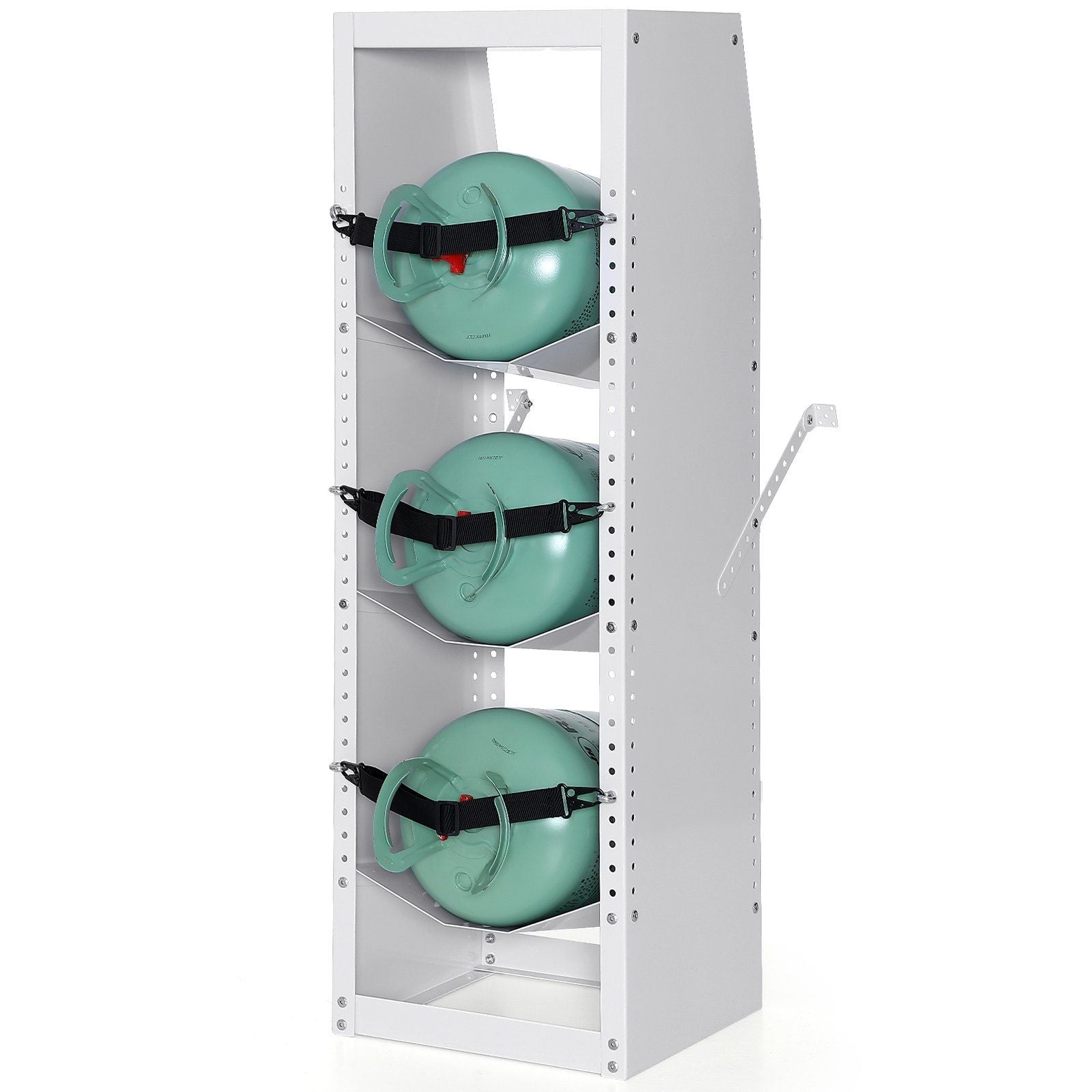 Refrigerant Tank Rack, with 3 x 30-50lb Bottle Tanks, Cylinder Tank Rack 372 × 355 × 1170mm, Refrigerant Cylinder Rack Gas Cylinder Racks and Holders for Freon, Gases, Oxygen, Nitrogen