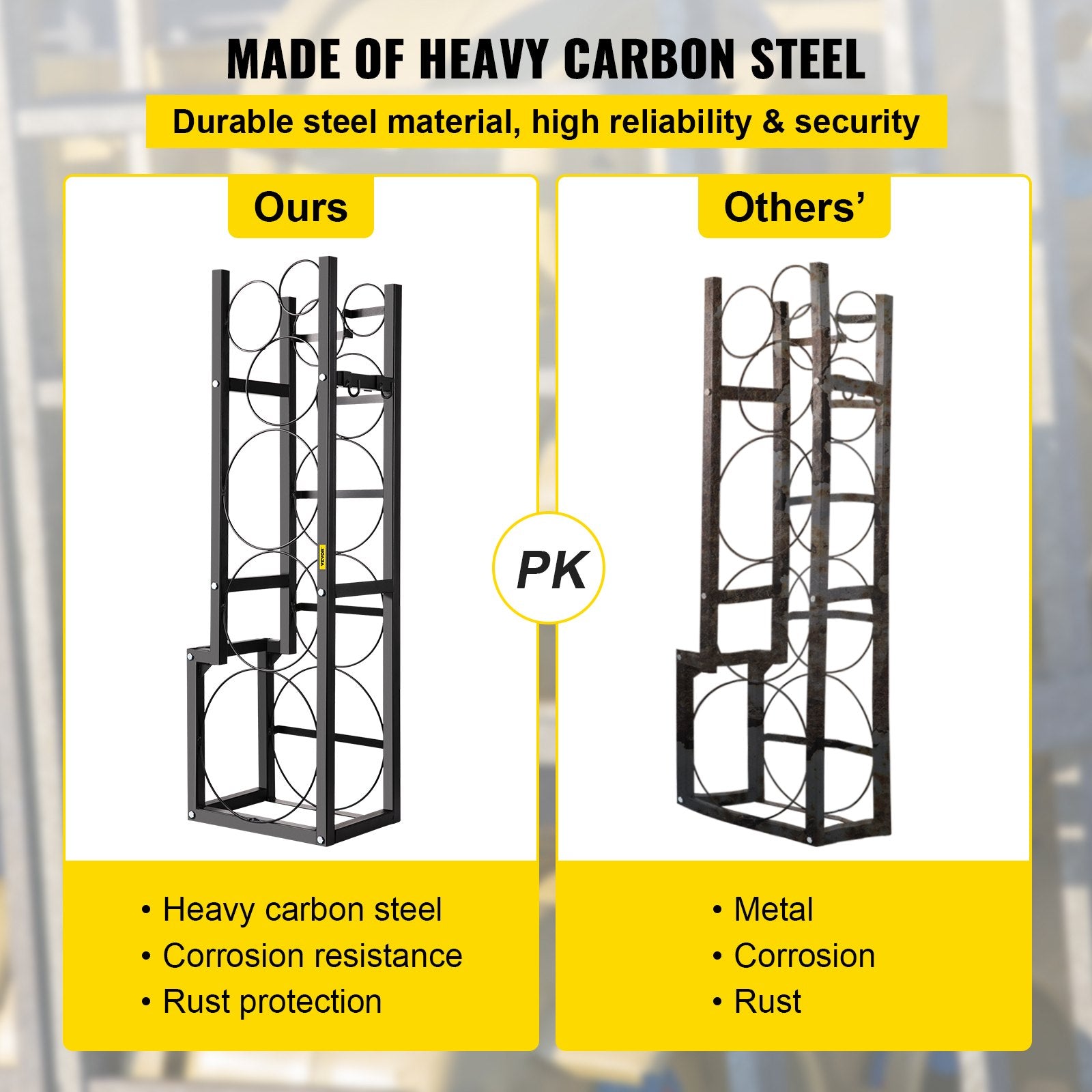 VEVOR Refrigerant Tank Rack Cylinder Tank Rack w/ 1*50lb 2*30lb &3 Small Bottles