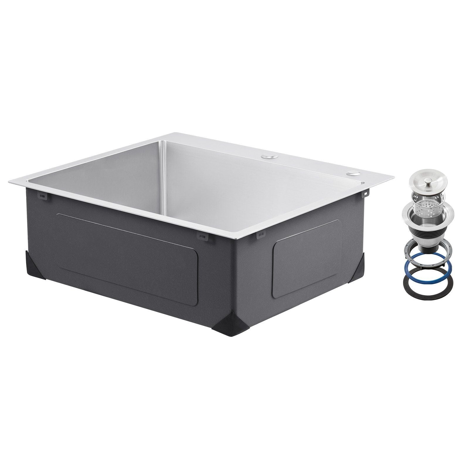 25 inch Kitchen Sink Workstation, 304 Stainless Steel Top Mount Sinks, Drop-In Single Bowl Farmhouse Basin with Accessories, Household Dishwasher Sinks for RV, Prep Kitchen, Laundry Room, Bar