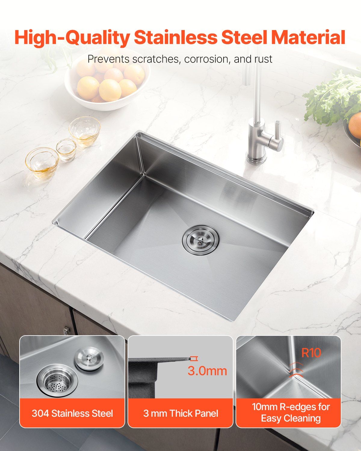 30 inch Kitchen Sink Workstation, 304 Stainless Steel Undermount Sink, Drop-In Single Bowl Farmhouse Basin with Ledge & Multiple Accessories, Household Dishwasher Sinks for RV, Prep Kitchen, Bar
