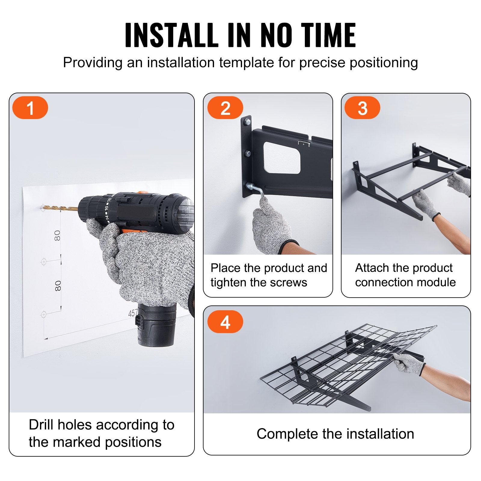 VEVOR Garage Storage Shelving, 2 Pack, 183 x 61 cm Heavy Duty Garage Shelves Wall Mounted, 454 kg Load Capacity(Total) Garage Storage Rack Floating Shelves, Suitable for Shop, Shed, Garage Storage