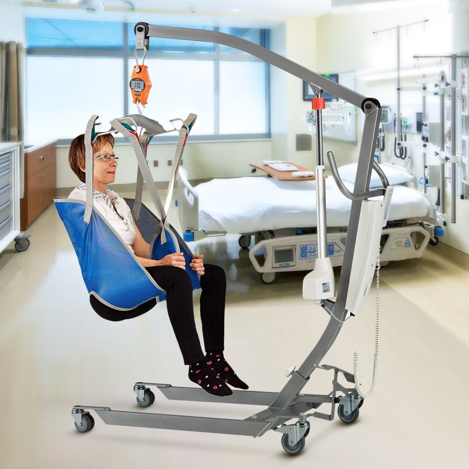 VEVOR Digital Crane Scale, 660 lbs/300 kg, Industrial Heavy Duty Hanging Scale with Cast Aluminum Case & LCD Screen, Handheld Mini Crane with Hooks for Farm, Hunting, Fishing, Outdoor, Garage (Orange)