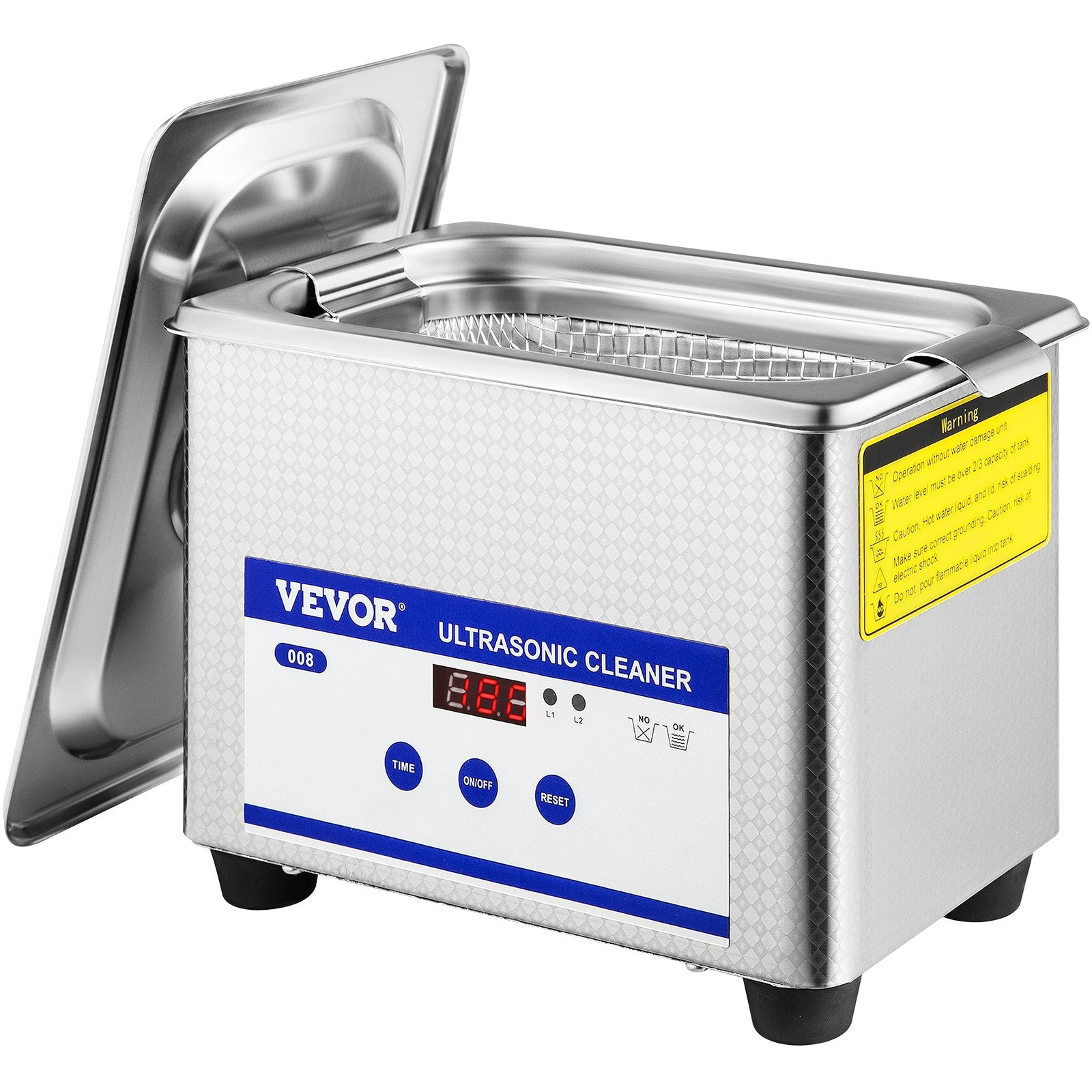 VEVOR 0.8L Professional Ultrasonic Cleaner 304 Stainless Steel Digital Lab Ultrasonic Cleaner with Timer for Jewelry Watch Glasses Circuit Board Dentures Small Parts Dental Instrument (0.8L)