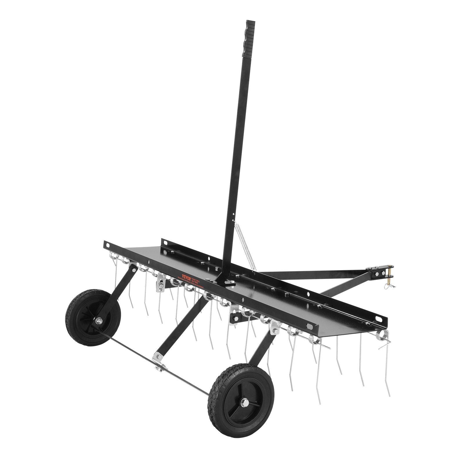 Tow Behind Dethatcher, 1219mm Tow Dethatcher with 24 Spring Steel Tines, Lawn Dethatcher Rake for ATV or Mower, Tow Behind Lawn Rake with Lift Handle for Garden Farm Grass
