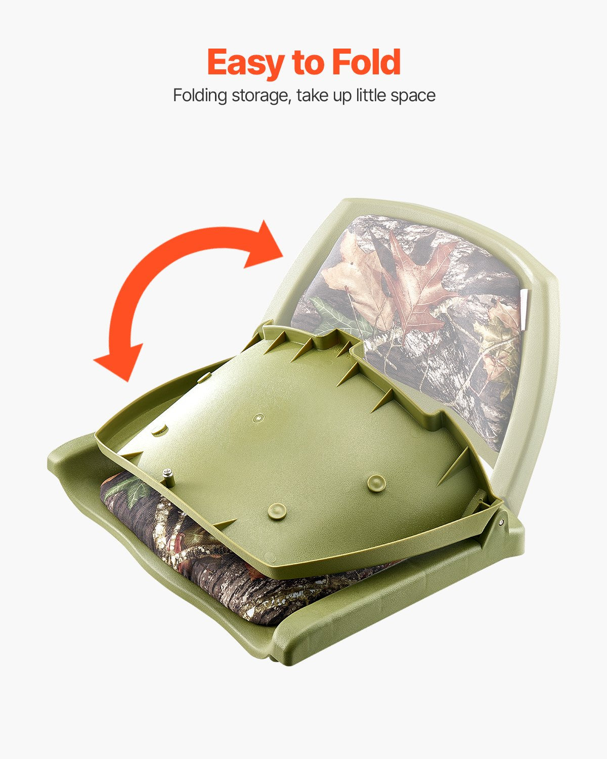 VEVOR Boat Seat, Low Backrest, Folding Fishing Boat Seat with Thickened Sponge Cushion & PU Polyester Fabric, Strong PP Frame, Flip Up Boat Seat for Fishing Boats, Yachts, Ships, Camouflage Color
