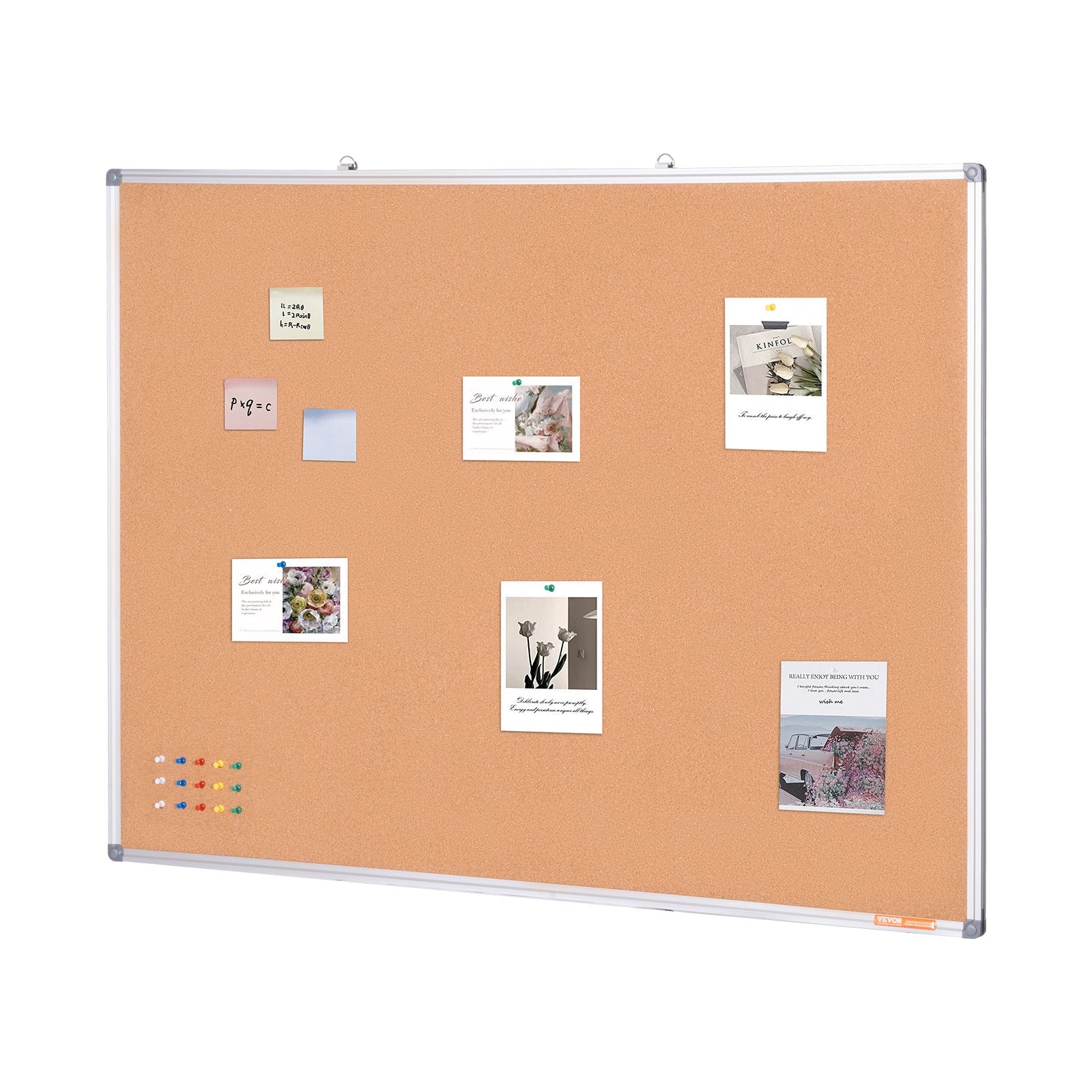 VEVOR 48"x36" Large Cork Board – Wall-Mounted Bulletin Board with Pin Board – Perfect for School, Home, Office