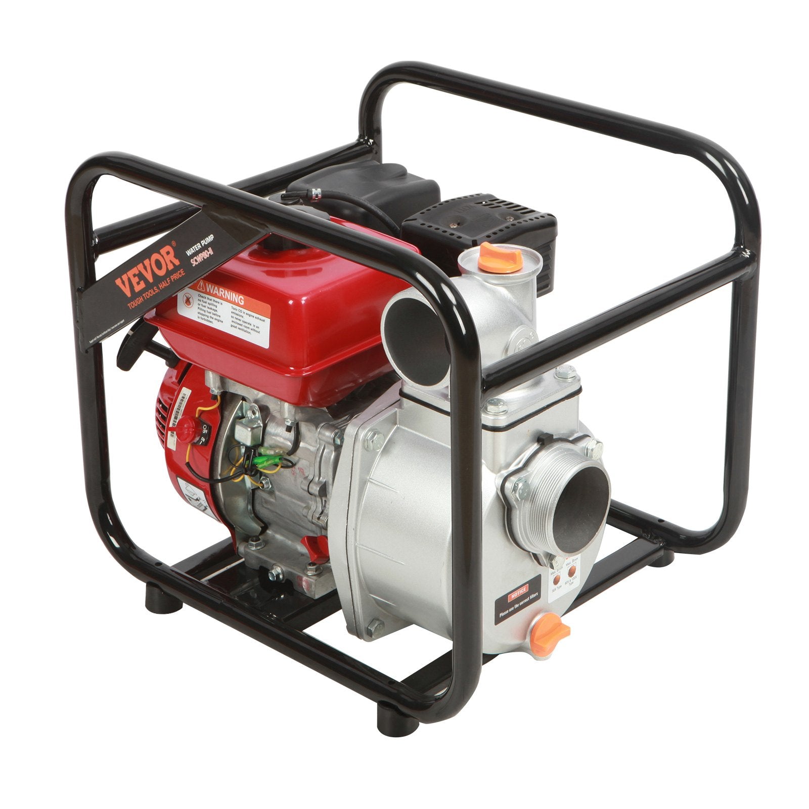 VEVOR Gasoline Engine Water Pump, 80 mm, 7HP 265 GPM, 43 m Lift, 7 m Suction, 4-Stroke Gas Powered Trash Water Transfer Pump Portable High Pressure with 25ft Hose for Irrigation Pool, EPA Certified