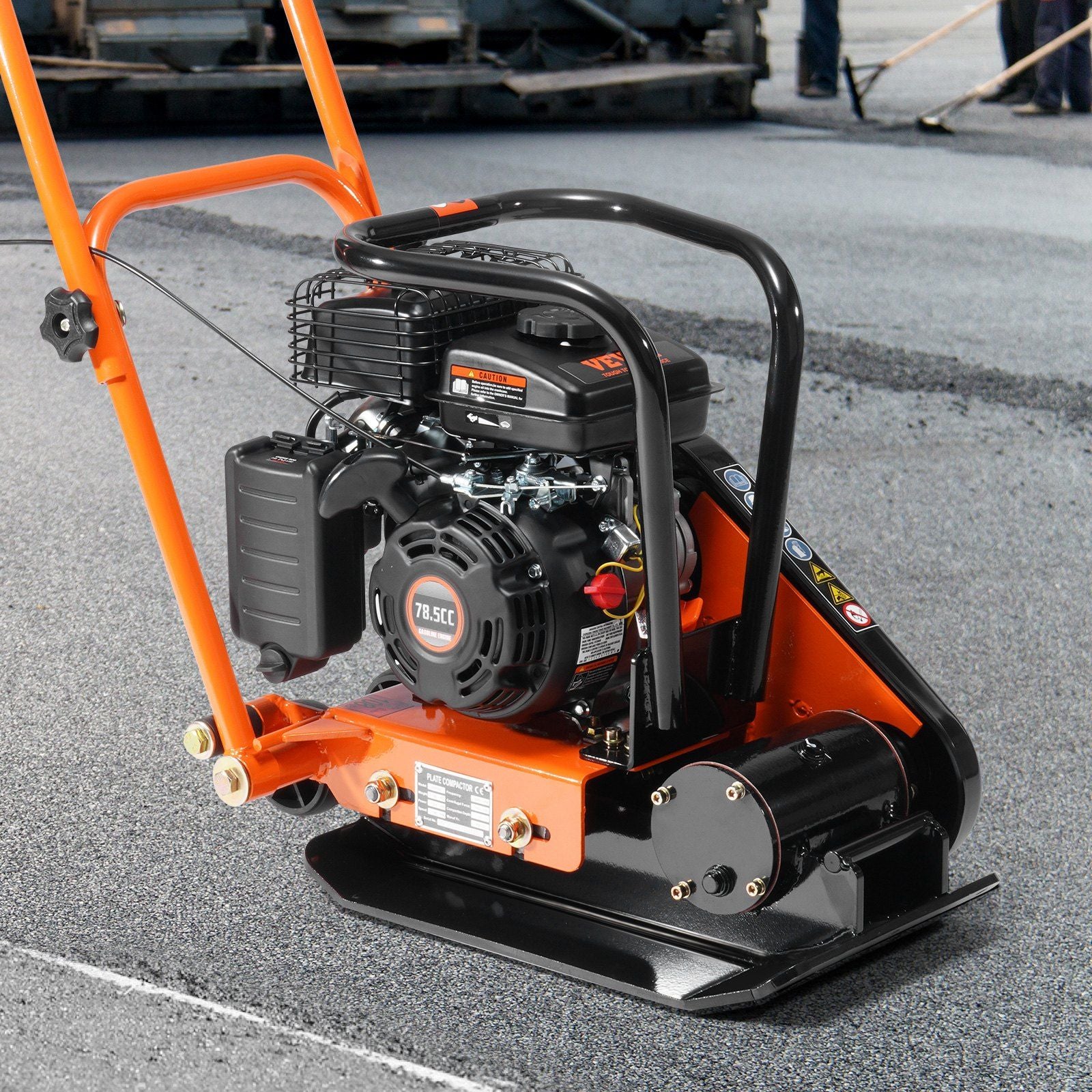 Plate Compactor, 2.8 HP 78.5CC Gas Engine 5,250 VPM, 870 kg Force Vibratory Compaction Tamper with 18.7 x 11.8 inch Plate for Walkways, Patios, Asphalts, Paver Landscaping