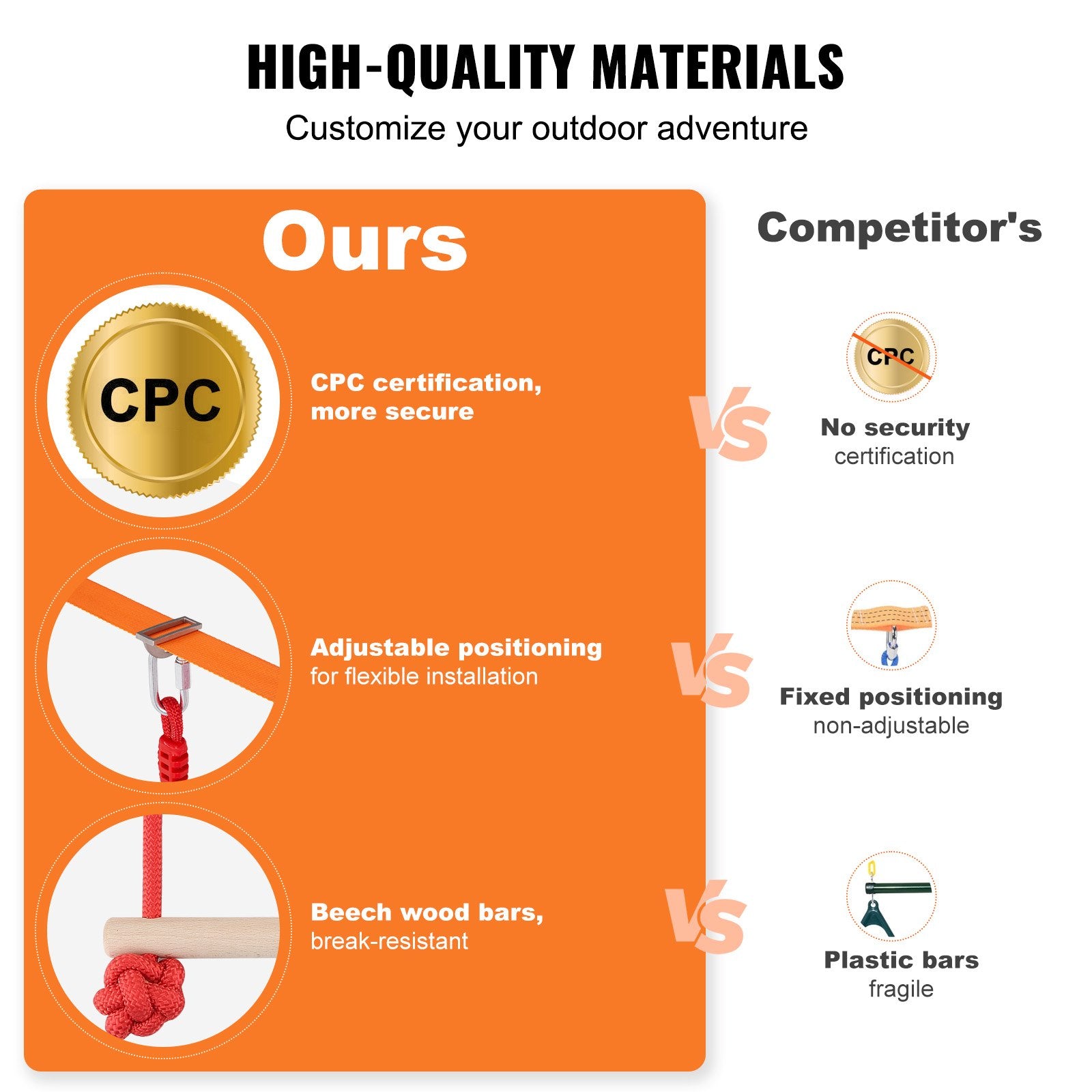 VEVOR Ninja Warrior Obstacle Course for Kids, 2 x 19.8m Weatherproof Slacklines, 500lbs Weight Capacity Monkey Line, Outdoor Playset Equipment, Backyard Toys Training Equipment Set with 12 Obstacles