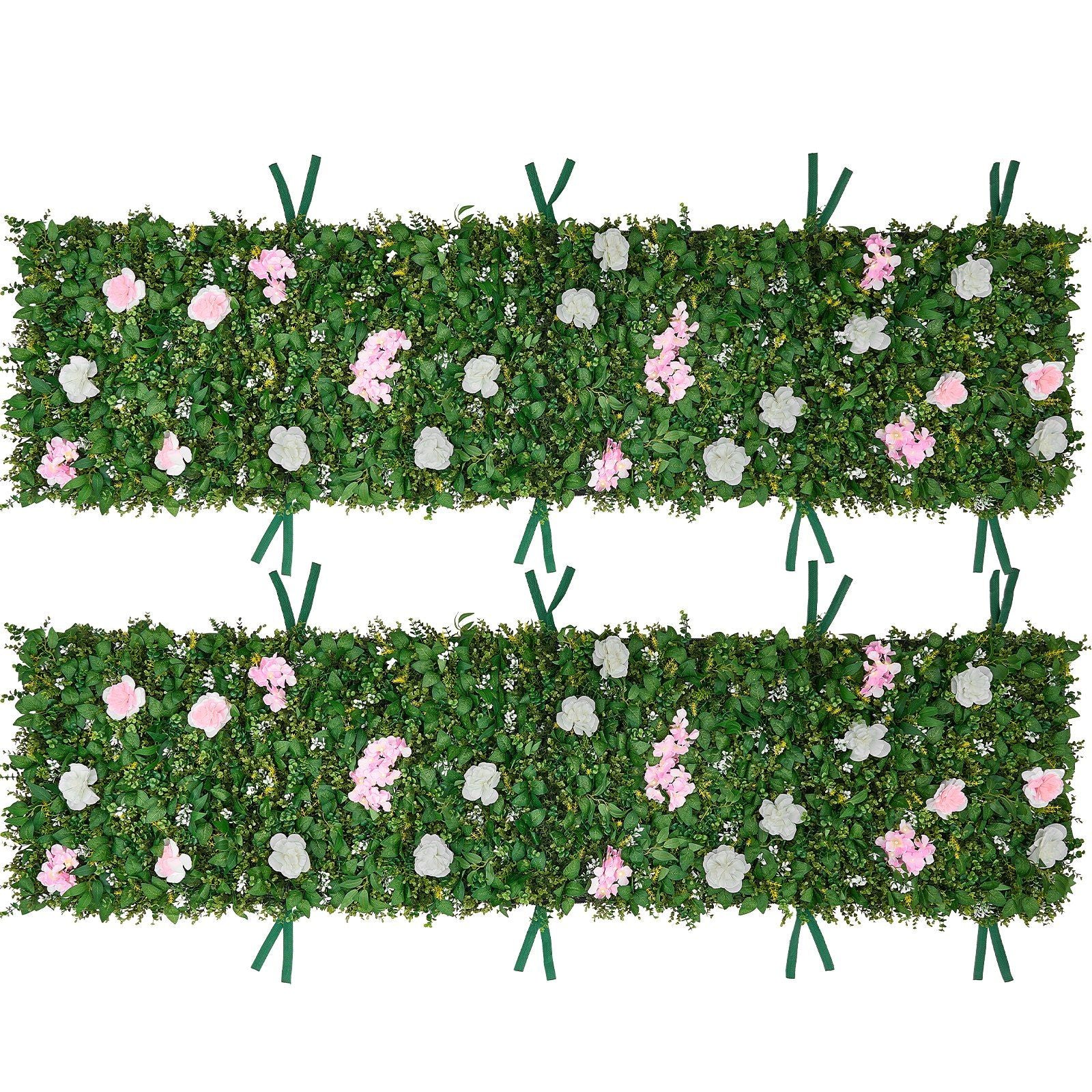 Artificial Luxury Flower Wall Backdrop, 2 PCS, Each Panel 61 x 243.8 cm, Gorgeous 3D Silk Floral Backdrop Pet Friendly, Easy Installation Flower Wall Panel for Wedding, Event, Party, Home Decor