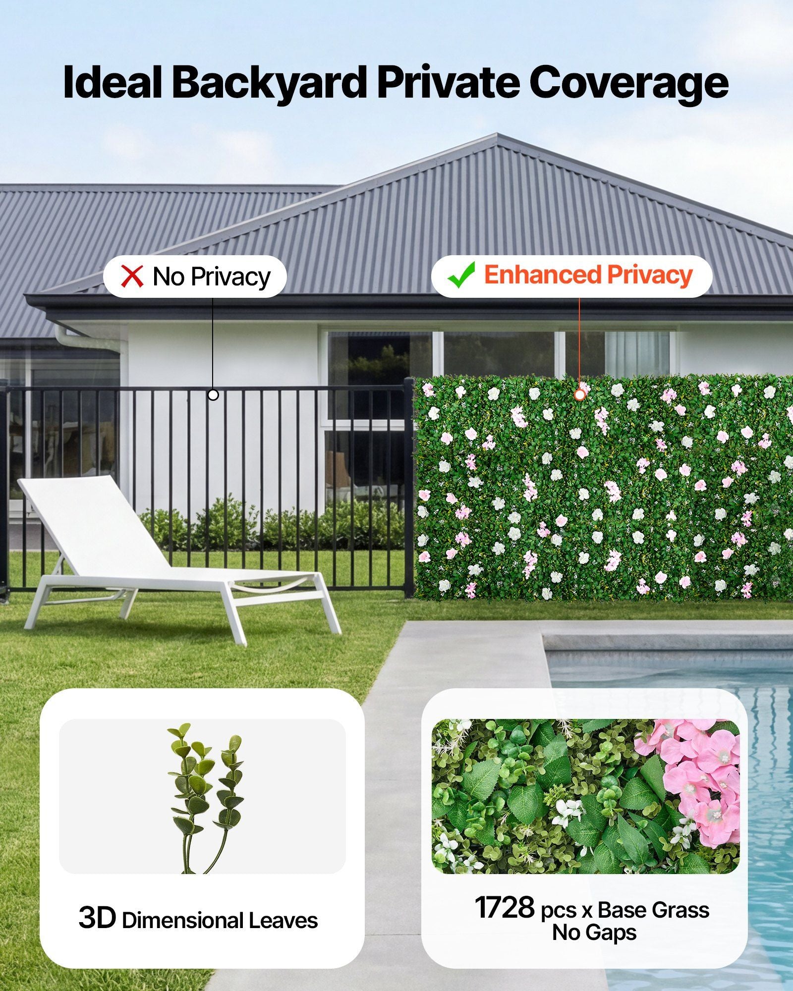 Artificial Luxury Flower Wall Backdrop, 2 PCS, Each Panel 61 x 243.8 cm, Gorgeous 3D Silk Floral Backdrop Pet Friendly, Easy Installation Flower Wall Panel for Wedding, Event, Party, Home Decor