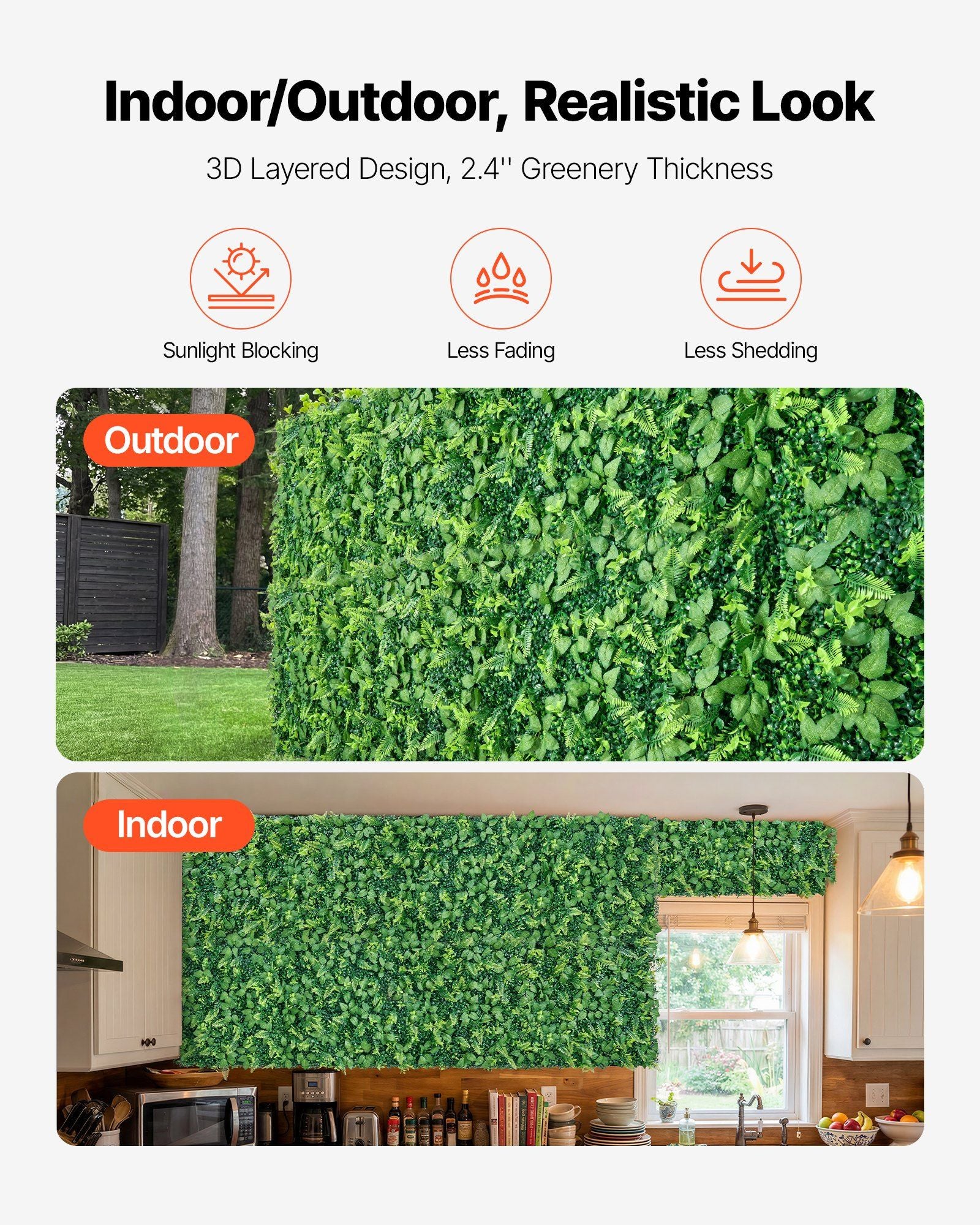 Artificial Plant Wall, 4 PCS 61 x 243.8 cm Artificial Boxwood Panels, Sun Protection Greenery Backdrop Privacy Hedge Fence, Fake Grass Screen for Wedding, Indoor, Outdoor Garden, Backyard