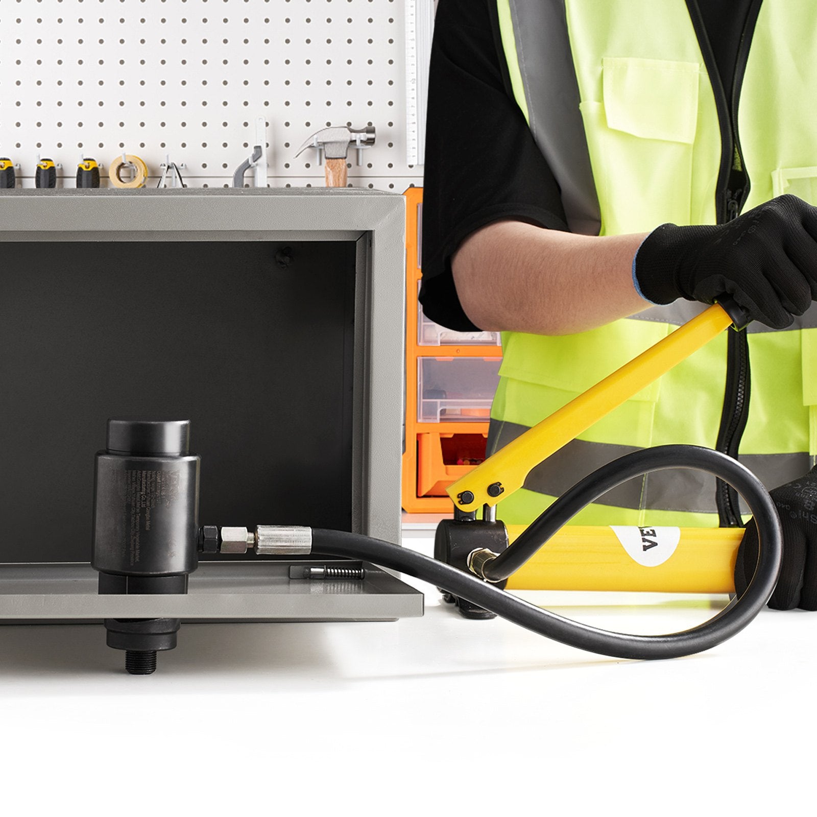 VEVOR 10 Ton Hydraulic Knockout Punch Kit, 1/2" to 2" Conduit Hole Cutter Set, KO Tool Kits with Puncher 6 Piece, Metal Sheet Driver Tools, For Aluminum, Brass, Stainless Steel, Fiberglass and Plastic