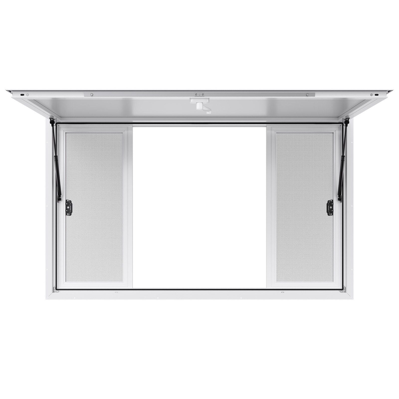 Concession Window 1524x915 mm, Aluminum Alloy Service Window for Food Truck, Up to 85 Degrees Stand Serving Window with 4 Sliding Windows, Awning Door, and Drag Hook, for Concession Trailers