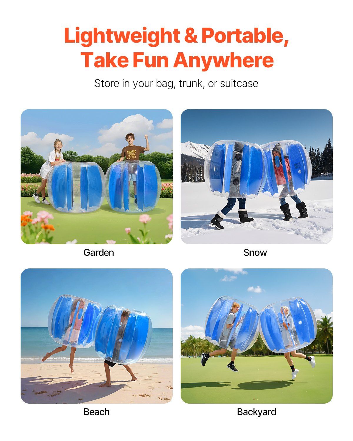 Inflatable Bumper Balls 1-Pack, 4FT/1.2M Body Sumo Zorb Ball, Durable Thick PVC Human Hamster Bubble Knocker for Outdoor Sports Team Gaming Play, Bopper Toy for Garden Yard Park, Blue Stripes