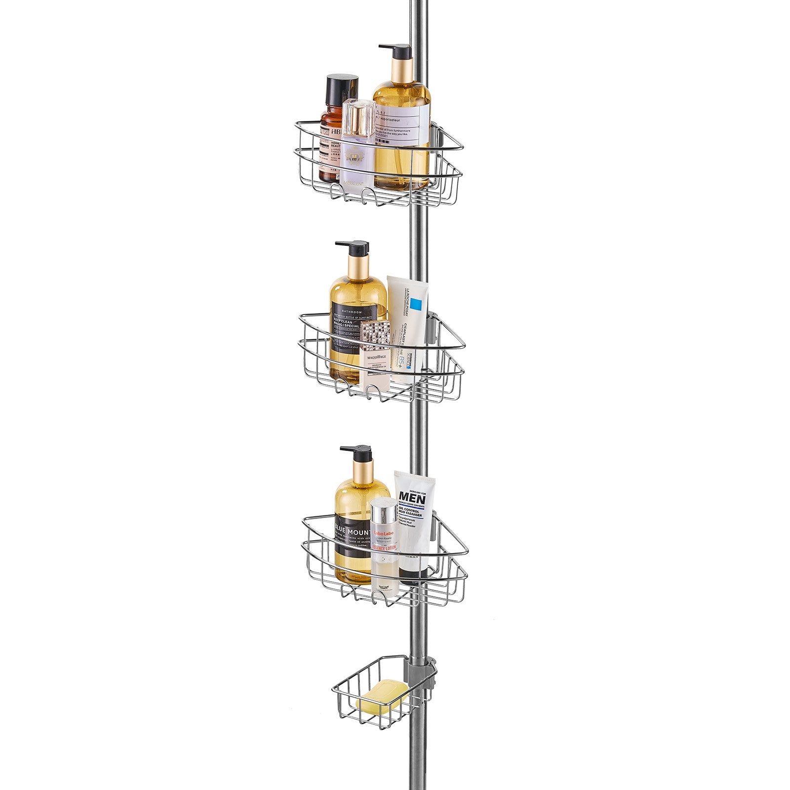 VEVOR 39" to 125" High Shower Corner Caddy Tension Pole Rust-Proof Tension Pole