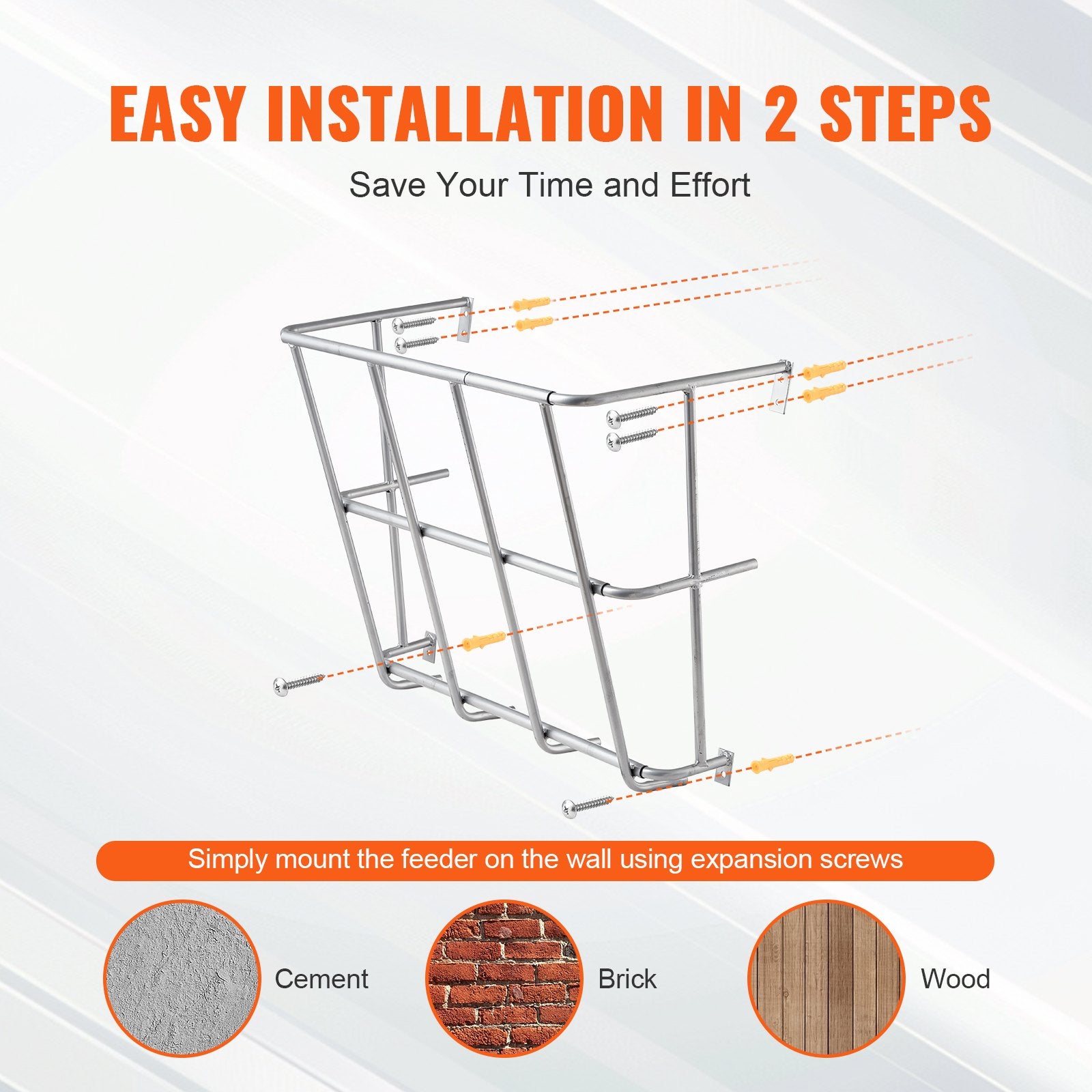 VEVOR Livestock Hay Feeder 18.5 Gallons Wall Mounted Goat Hay Rack for Horses