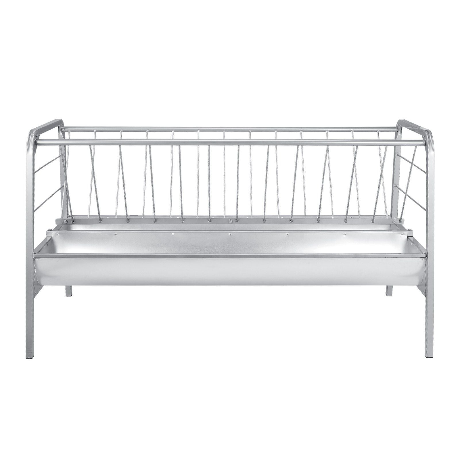 Livestock Hay Feeder, 2 in 1 Grain & Hay Feeder, 300L Capacity, 147 cm Long Goat Pasture Feeding with Deeper Feeding Pan, Heavy Duty Steel Grain Holder for Sheep Sheds, Farms, Horse Barns, Yards