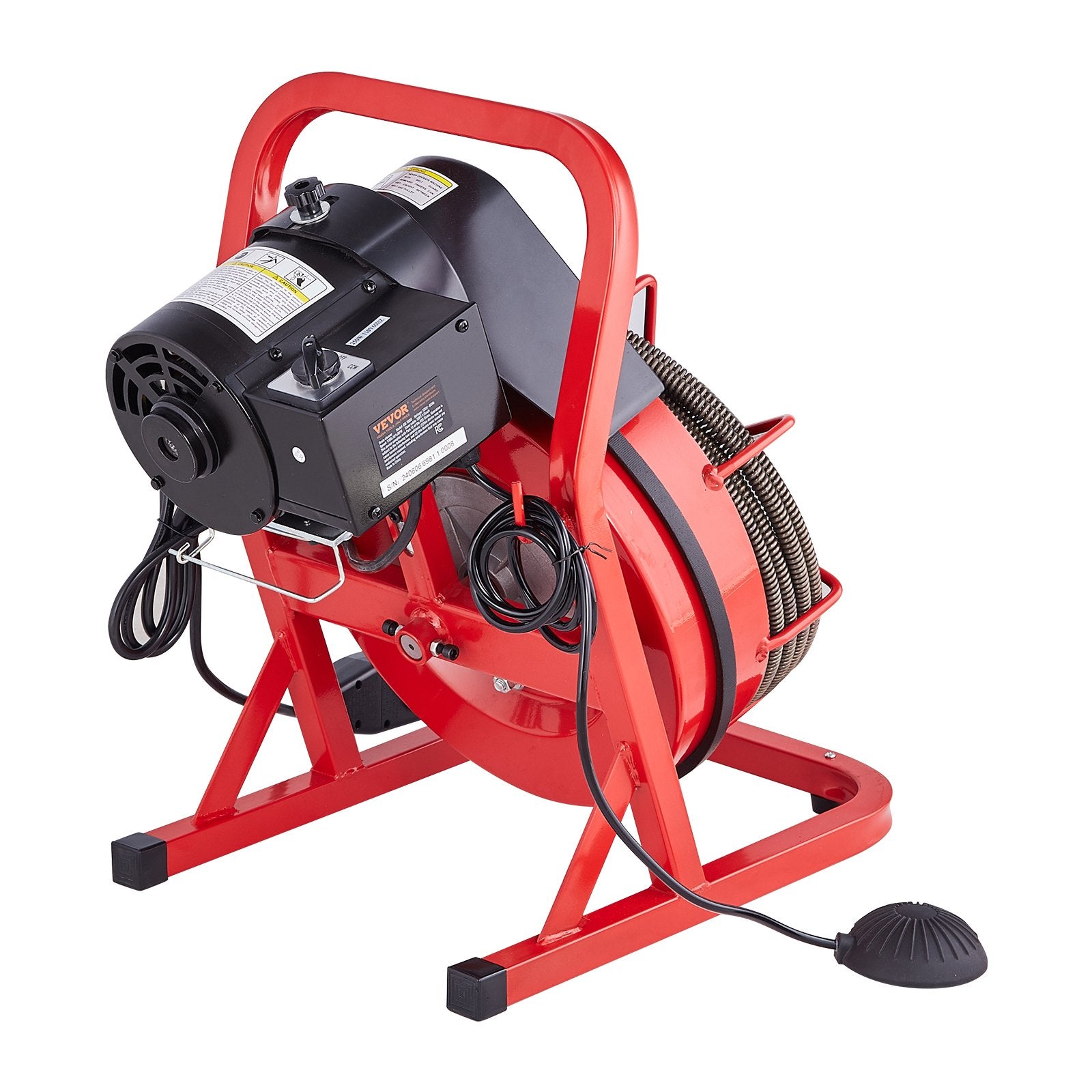 VEVOR Drain Cleaner Machine Drain Auger 50FT x 1/2 Inch Manual Feed & 4 Cutters