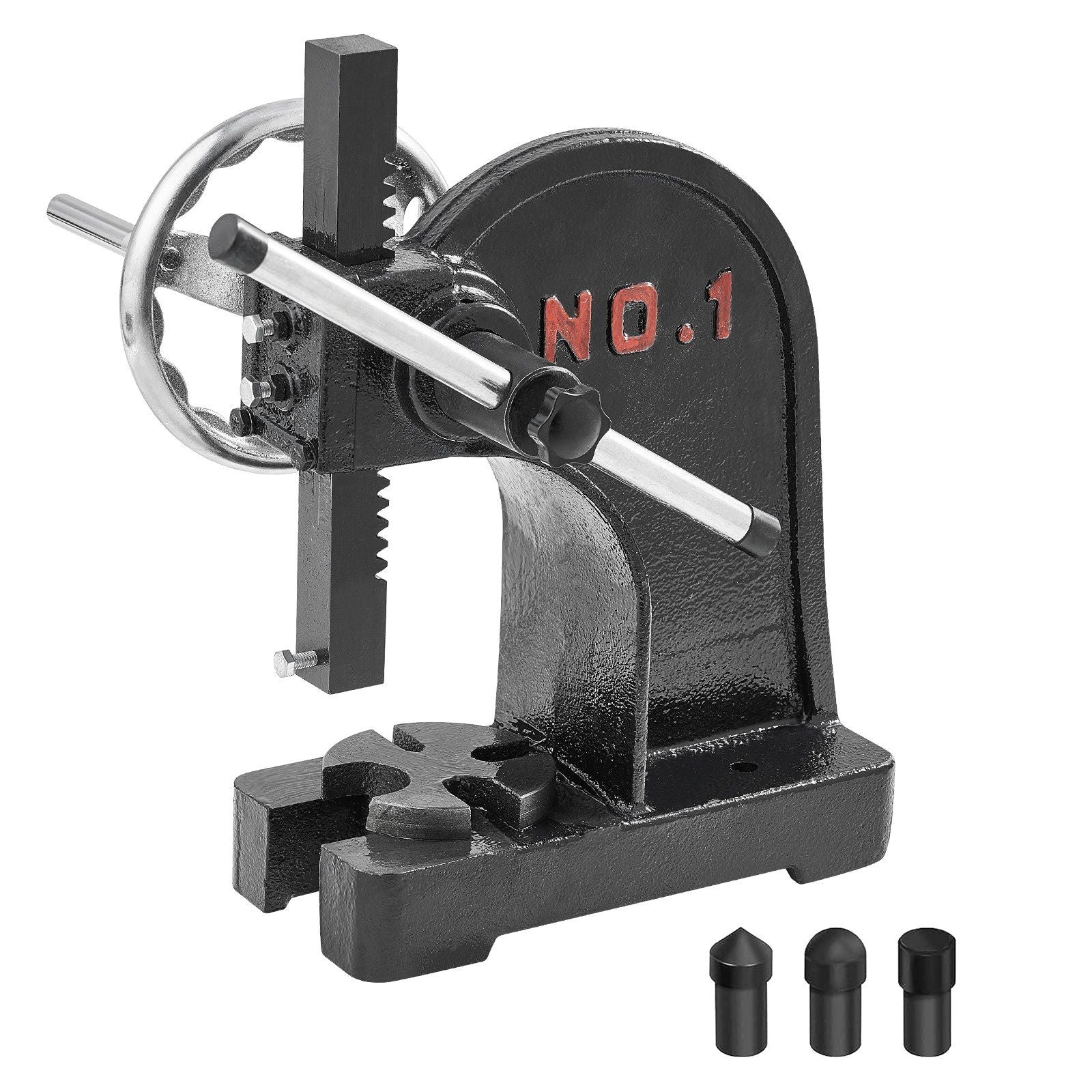 Arbor Press, 1 Ton Manual Arbor Press with Handwheel, 15cm Maximum Height, Cast Iron Heavy-duty Manual Desktop Arbor Press, Precision Hand Press for Stamping, Bending, Stretching, Forming