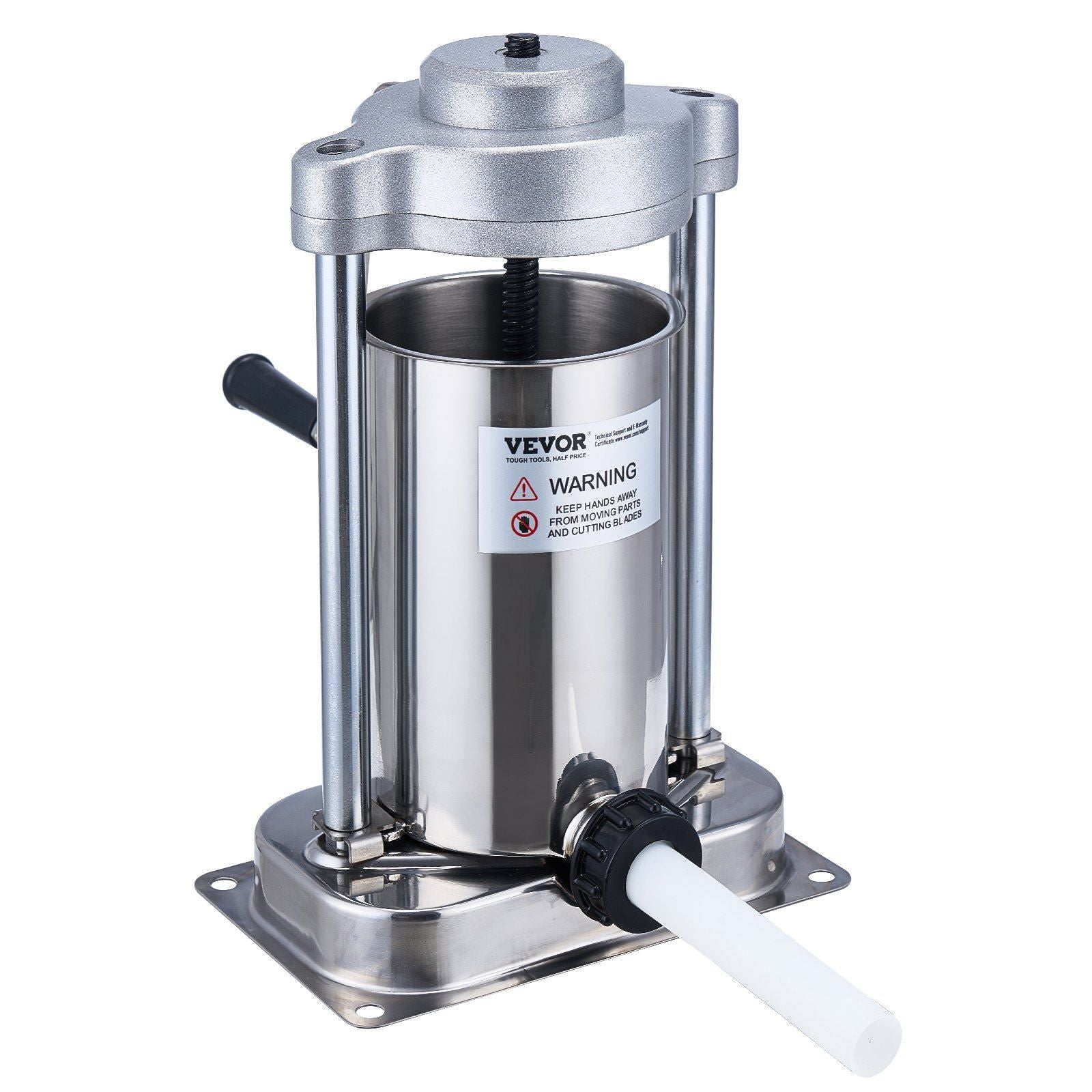Manual Sausage Stuffer, 2 L / 5 LBS Vertical Sausage Machine with G-type Clamp, Food-Grade 304 Stainless Steel Barrel with 2 Stuffing Tubes, for Home Kitchen Restaurant Commercial