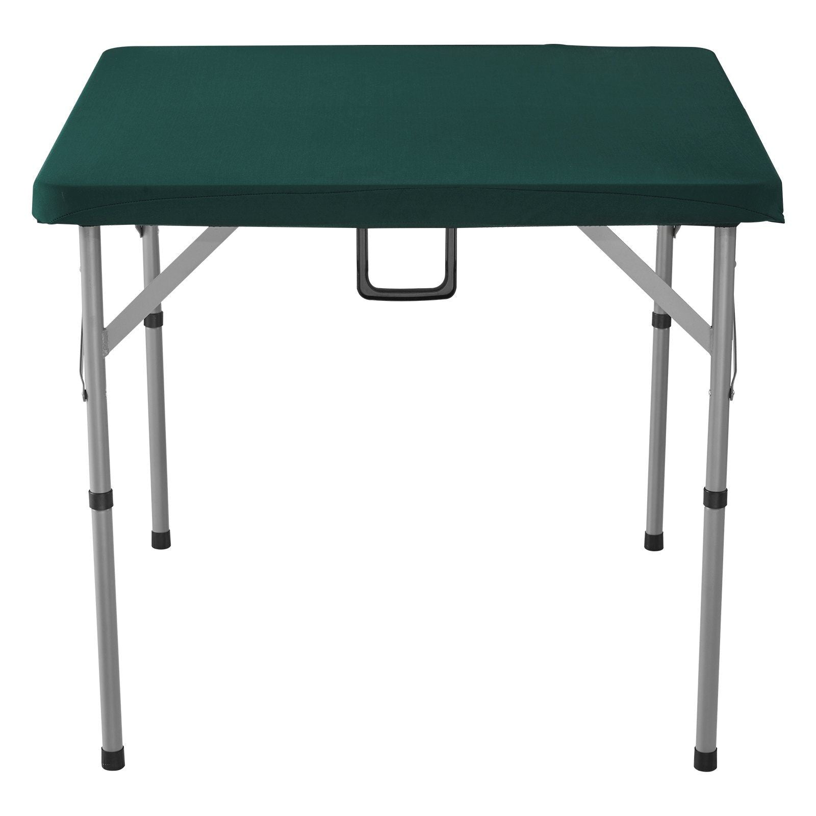 Mahjong Table, Fold-in-Half 4 Player Card Table with Wear-Resistant Green Tabletop, Portable Bi-Folding Square Domino Table with Carrying Handle for Outdoor Camping Picnic Party, 90 x90-inch