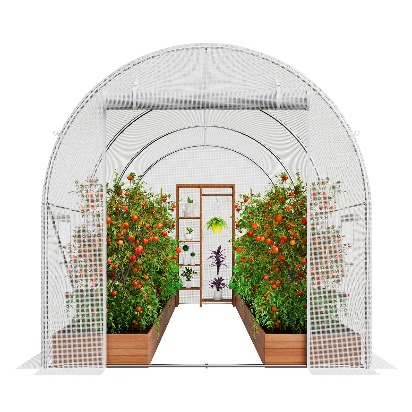 VEVOR Walk-in Tunnel Greenhouse 9.58x6.43x6.23ft Galvanized Frame PE Cover White