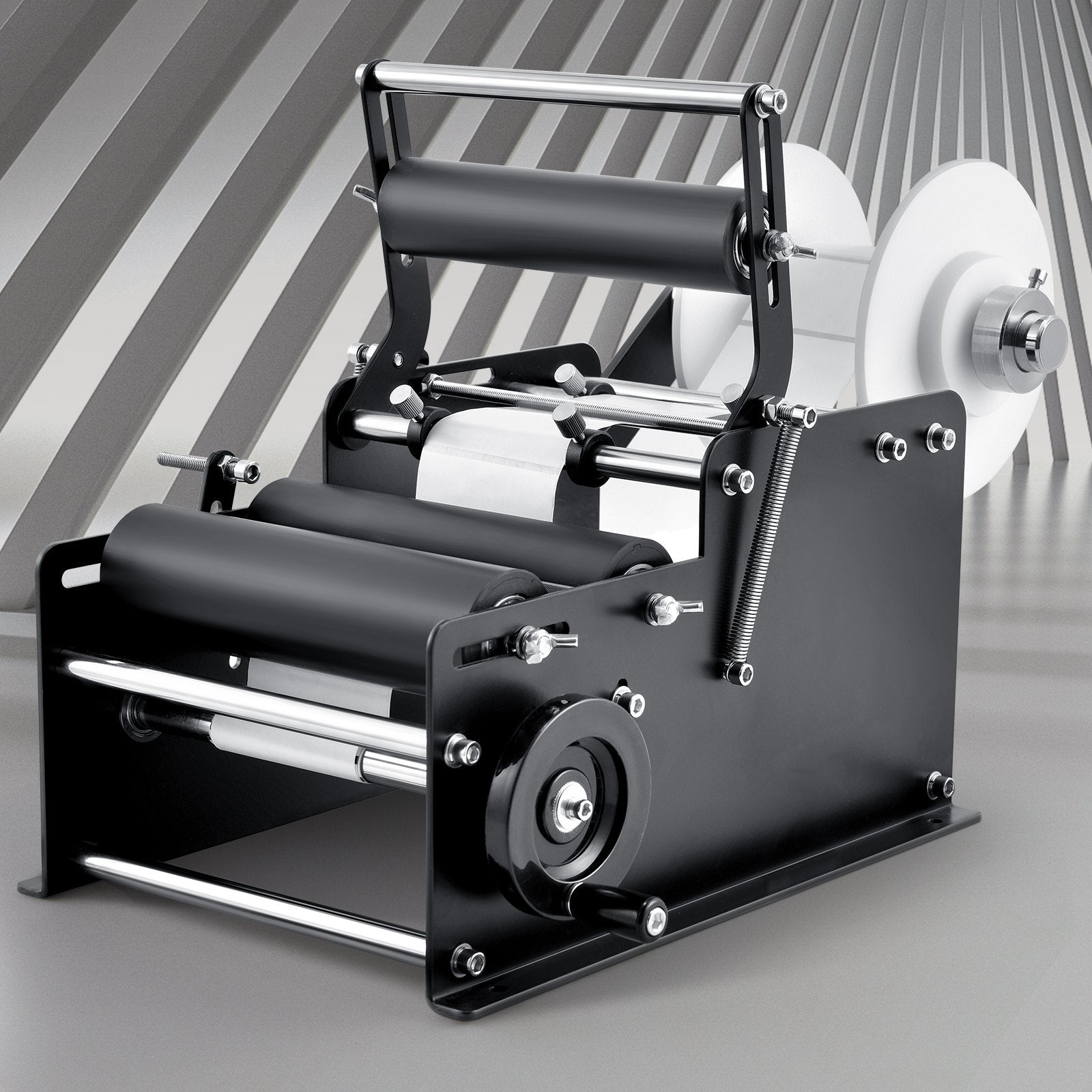 VEVOR Manual Round Labeling Machine, 15-20pcs/min, Bottle Label Applicator for Round Bottles, Adjustable Manual Round Bottle Labeler Suitable for Round Bottle Diameter 20-120 mm (with Pressing Bar)