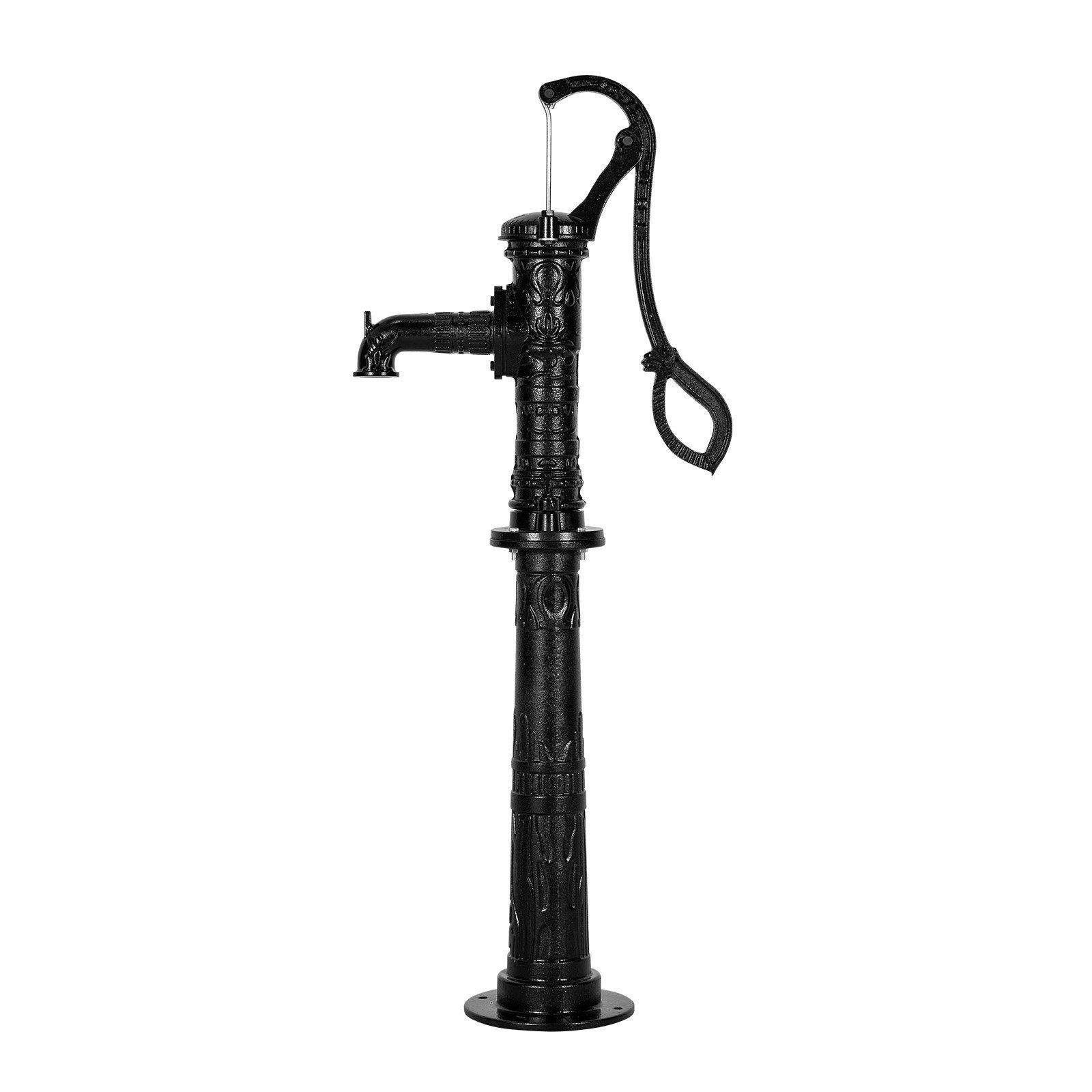 Well Hand Pitcher Pump, 20 ft Max Lift, Antique Cast Iron Manual Hand Water Pump with Heightening Base, NPT 1-1/4 in Connection, Easy Installation, for Outdoor Garden, Pond, Yard, Farm, Black