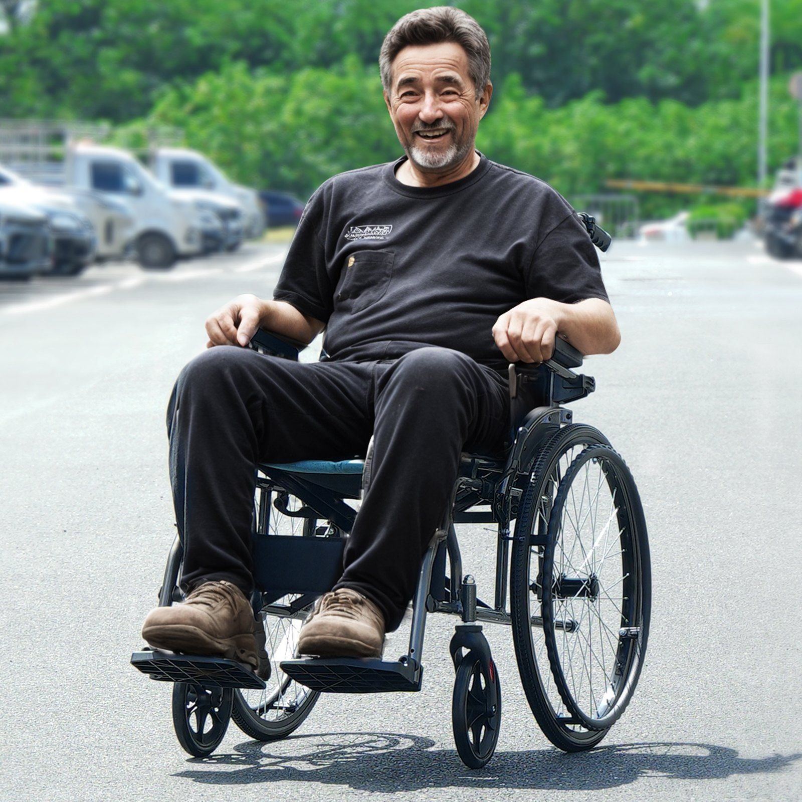 Wheelchair, Durable Aluminum Alloy Ultra-Lightweight Wheelchairs, Portable Wheelchair with Flip-Back Desk-Length Arms, 3-Position Adjustable Footrests, 18-Inch Wide Seat, 250lbs Weight Capacity