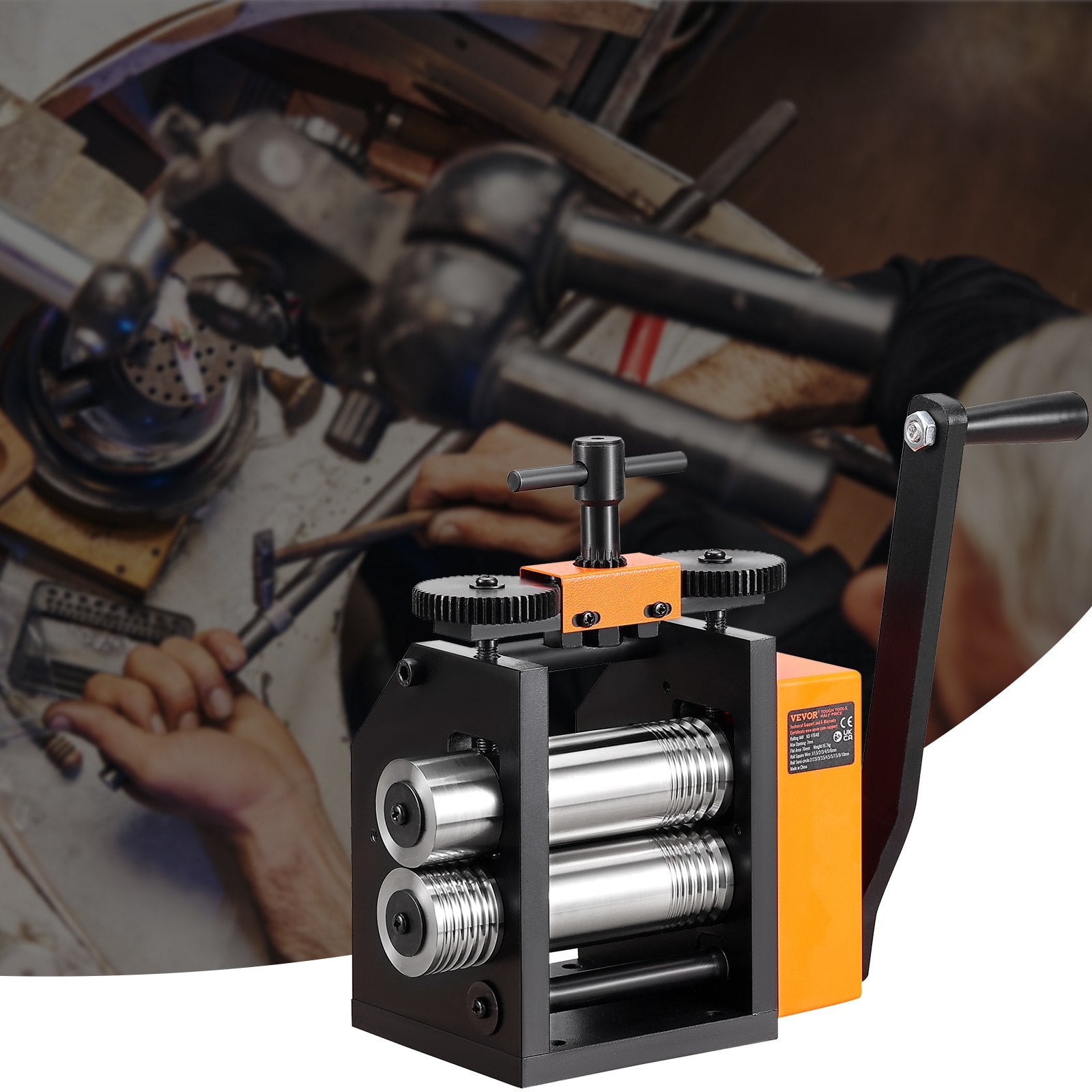 VEVOR Rolling Mill, 2.95"/75 mm Jewelry Rolling Mill Machine, 1: 2 Gear Ratio, 3-in-1 Multi-function Rolling Mill, 0.03-6.5mm Press Thickness for Metal Jewelry Making Sheet Square Wire Semicircle