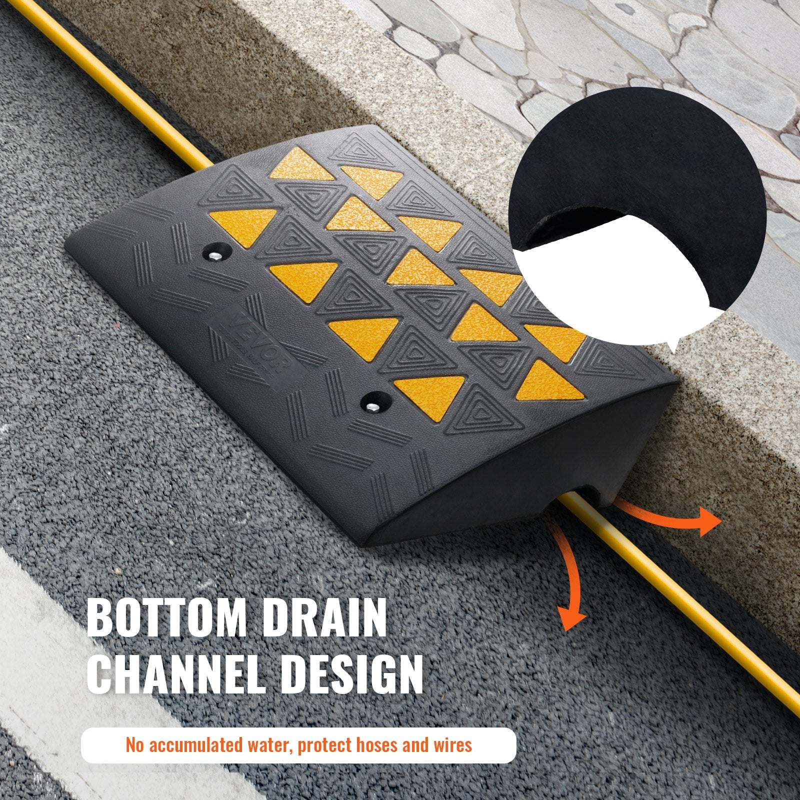 VEVOR Rubber Curb Ramp 15.2 cm Rise Height Sidewalk Curb Ramp, 37 cm Width 49.1 cm Length Driveway Ramp for Curb, 15T Heavy Duty Rubber Ramp for Forklifts, Trucks, Buses, Cars, Wheelchairs, Bikes