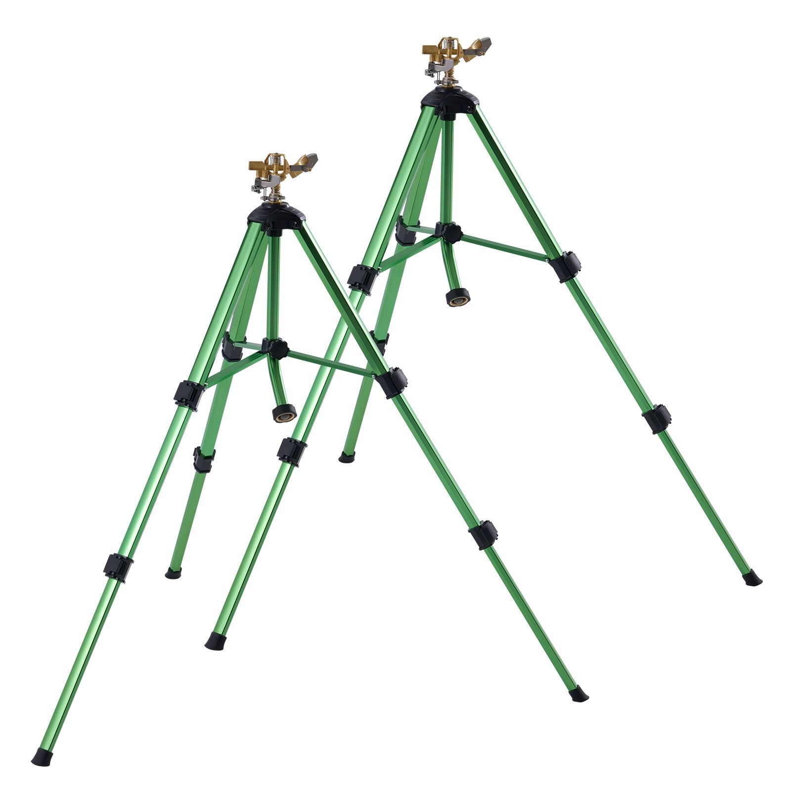 VEVOR Impact Sprinkler on Tripod Base, 2 Packs, Heavy Duty Tripod Sprinklers with Brass Head & G3/4" Connector, 360 Degree Large Area Irrigation Sprinkler, Adjustable Heights Sprinkler for Yard