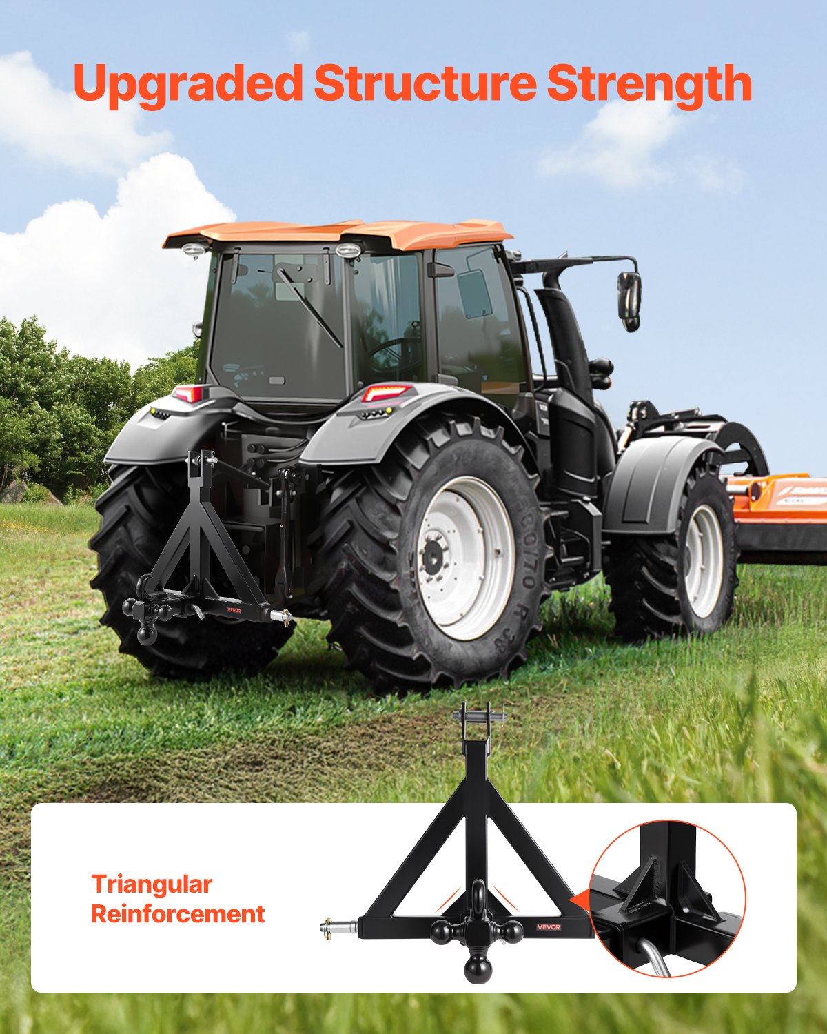 VEVOR 3 Point Trailer Hitch 2 in Receiver, 3pt Quick Hitch Attachment with 3 Trailer Balls, Tractor Tow Drawbar Adapter, Compatible with Kubota, Mahindra, Ford, Yanmar, John Deere, Massey Ferguson