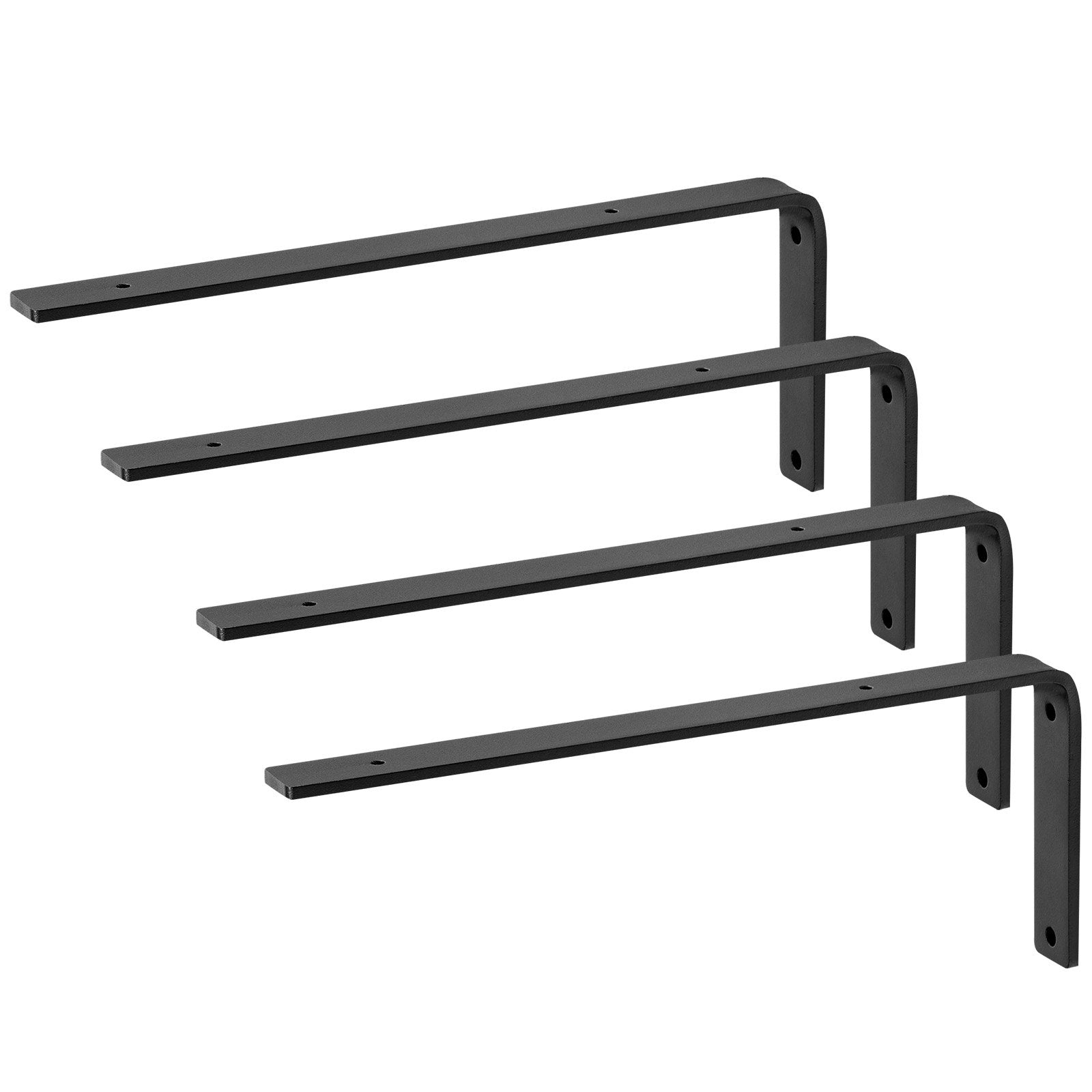 VEVOR Shelf Bracket, Heavy Duty Floating Shelf Brackets 25.6 x 15.5 cm, 4 Pcs Brackets for Shelves, 5mm Thick Matte Black L Shelf Bracket,Steel Shelving Brackets with 72.6 kg Load Capacity