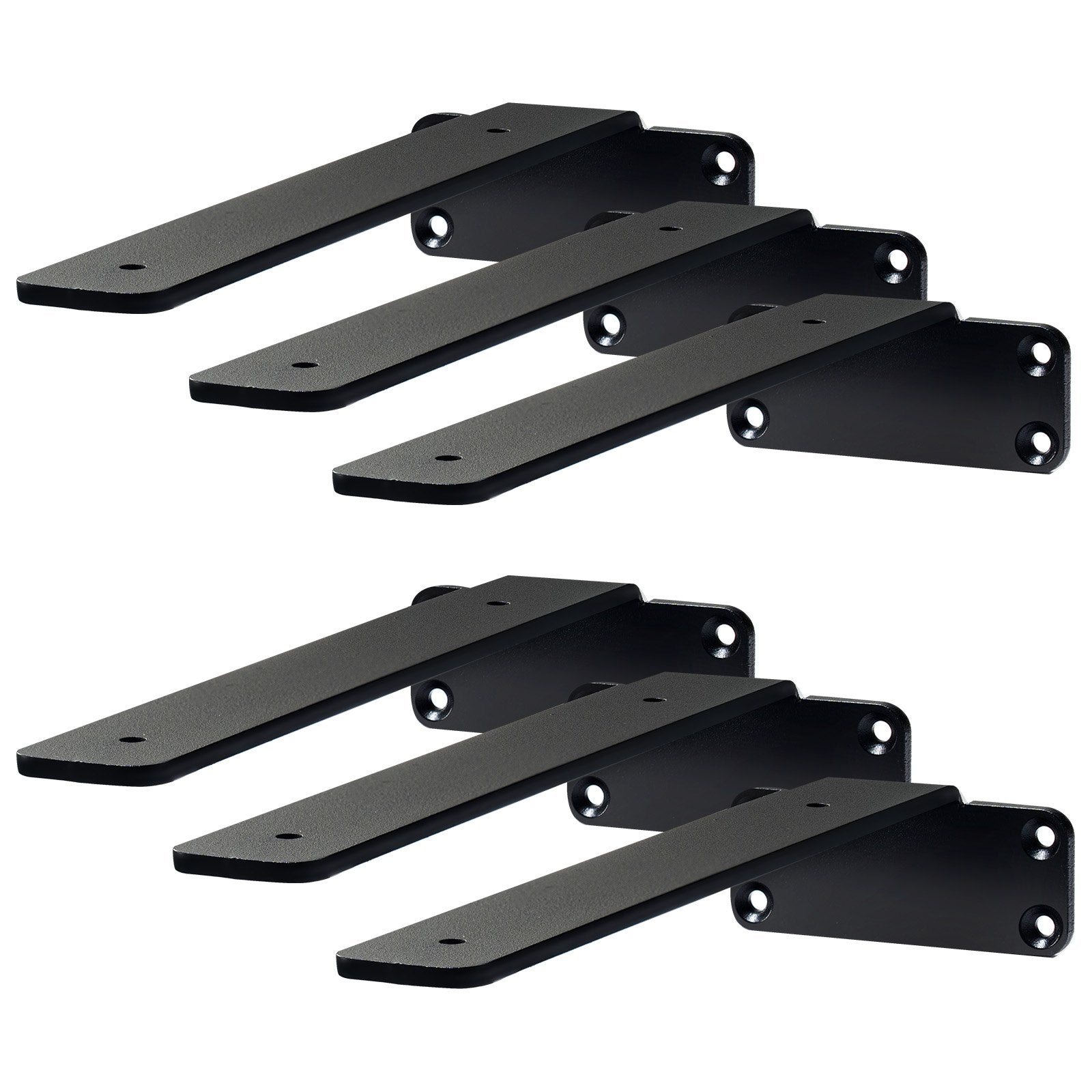 VEVOR Shelf Bracket, 31cmL x 10cmW x 4.5cmH 6 Pcs, Heavy Duty Floating Shelf Brackets, Brackets for Shelves, 5mm Thick Matte Black L Shelf Bracket,Steel Shelving Brackets with 72.6 kg Load Capacity
