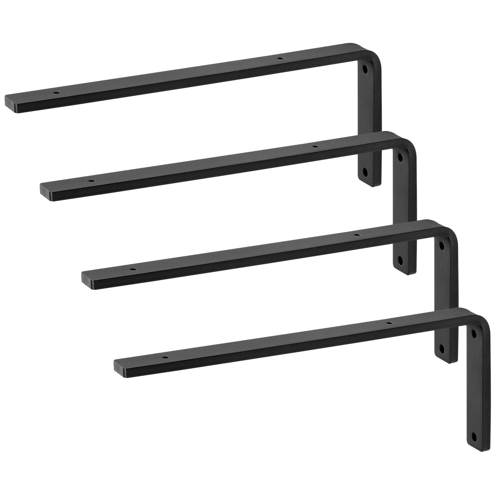 VEVOR Shelf Bracket, 41 x 15.5 cm 4 Pcs, Heavy Duty Floating Shelf Brackets, Brackets for Shelves, 10mm Thick Matte Black L Shelf Bracket,Steel Shelving Brackets with 72.6 kg Load Capacity