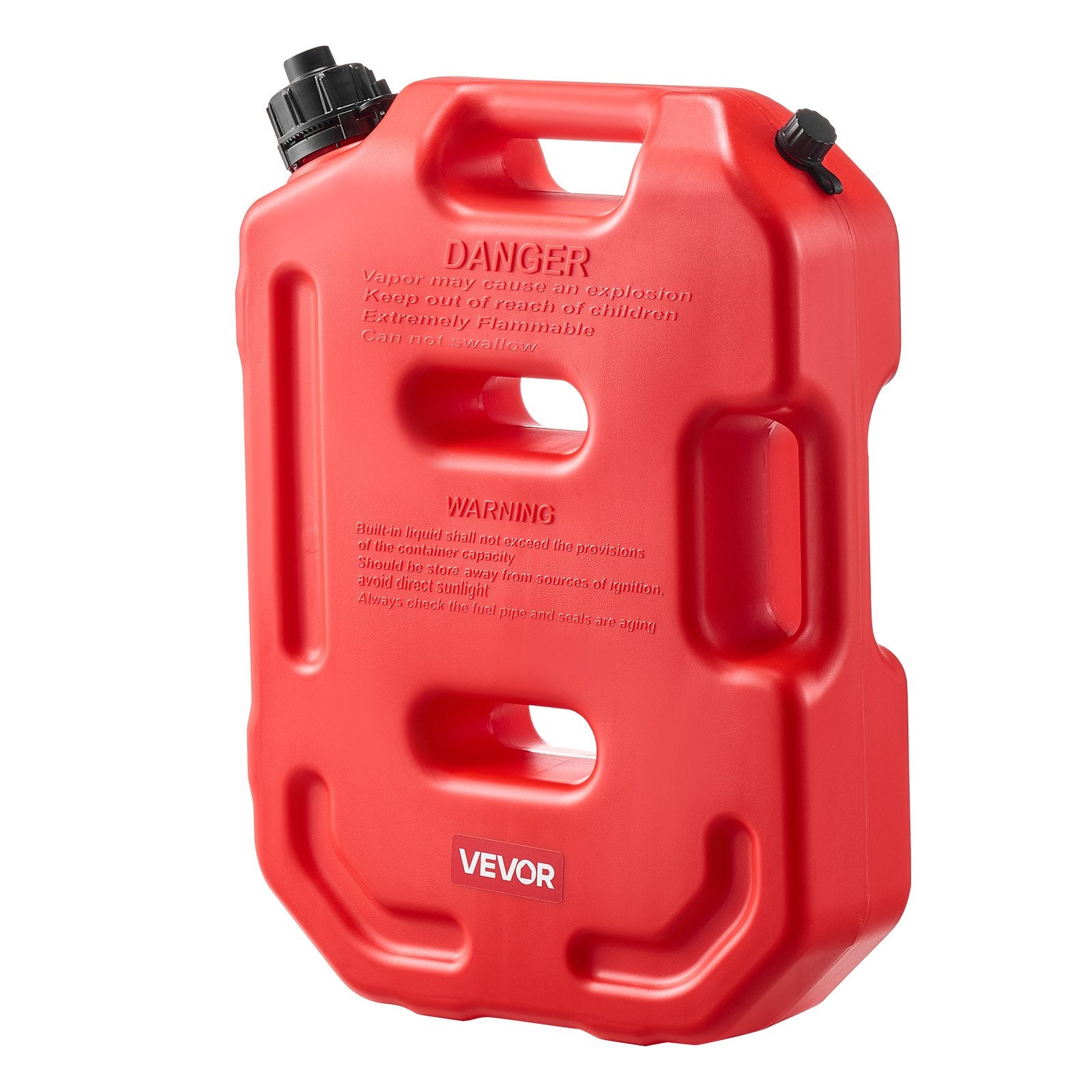 VEVOR Fuel Container, 10 L, Gas Can with Spout and Lockable Bracket, 15 L/min Max Flow Rate, Secure & Leak-proof, Portable Flat Fluid Container for Most Cars Motorcycle ATV UTV, Red