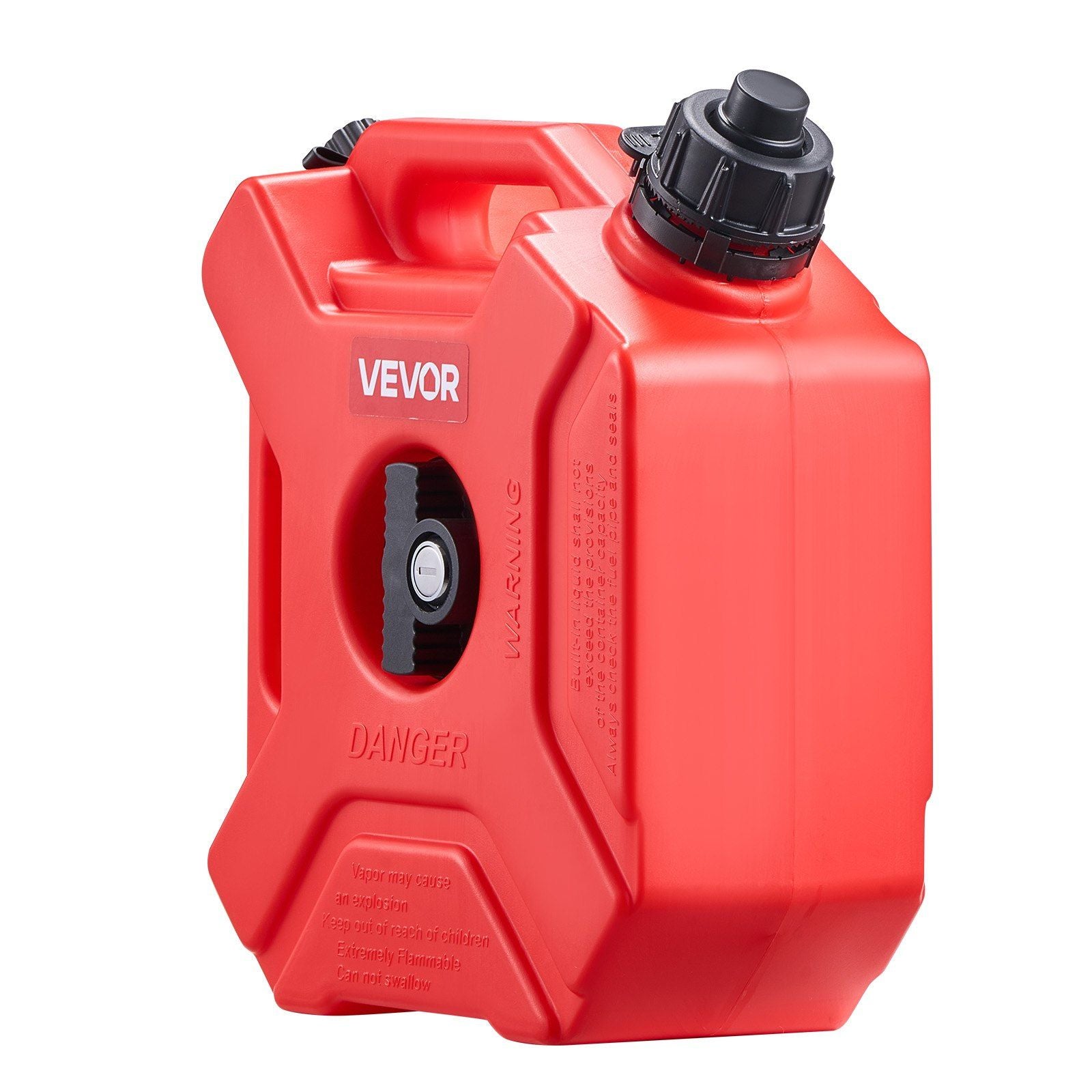 Fuel Container, 5 L, Gas Can with Spout and Lockable Bracket, 15 L/min Max Flow Rate, Secure & Leak-proof, Portable Flat Fluid Container for Most Cars Motorcycle ATV UTV, Red