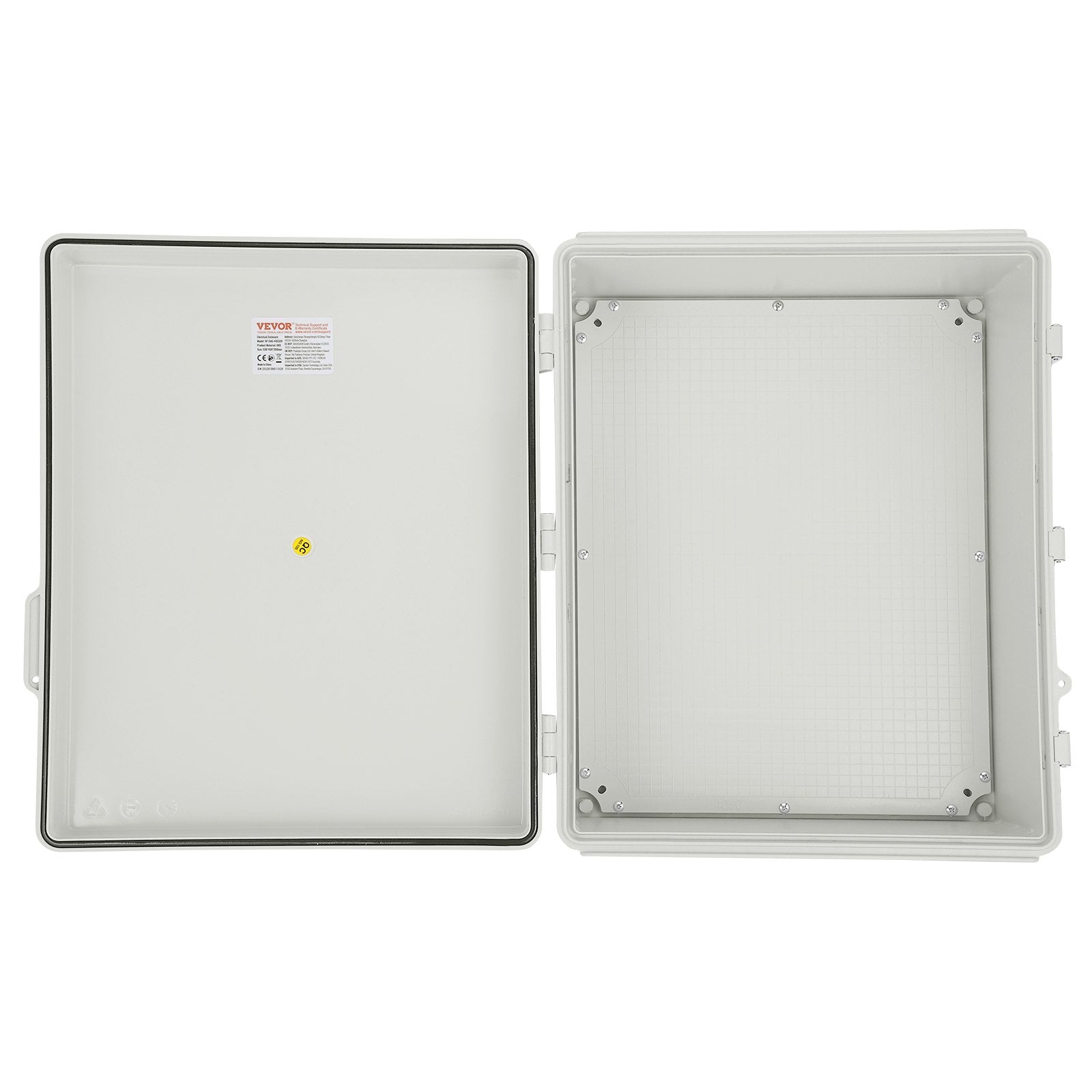 VEVOR Outdoor Electrical Junction Box, 530 x 430 x 200 mm, ABS Plastic Electrical Enclosure Box with Hinged Cover Stainless Steel Latch, IP67 Dustproof Waterproof for Outdoor Electrical Projects, 21 x 17 x 8 inch