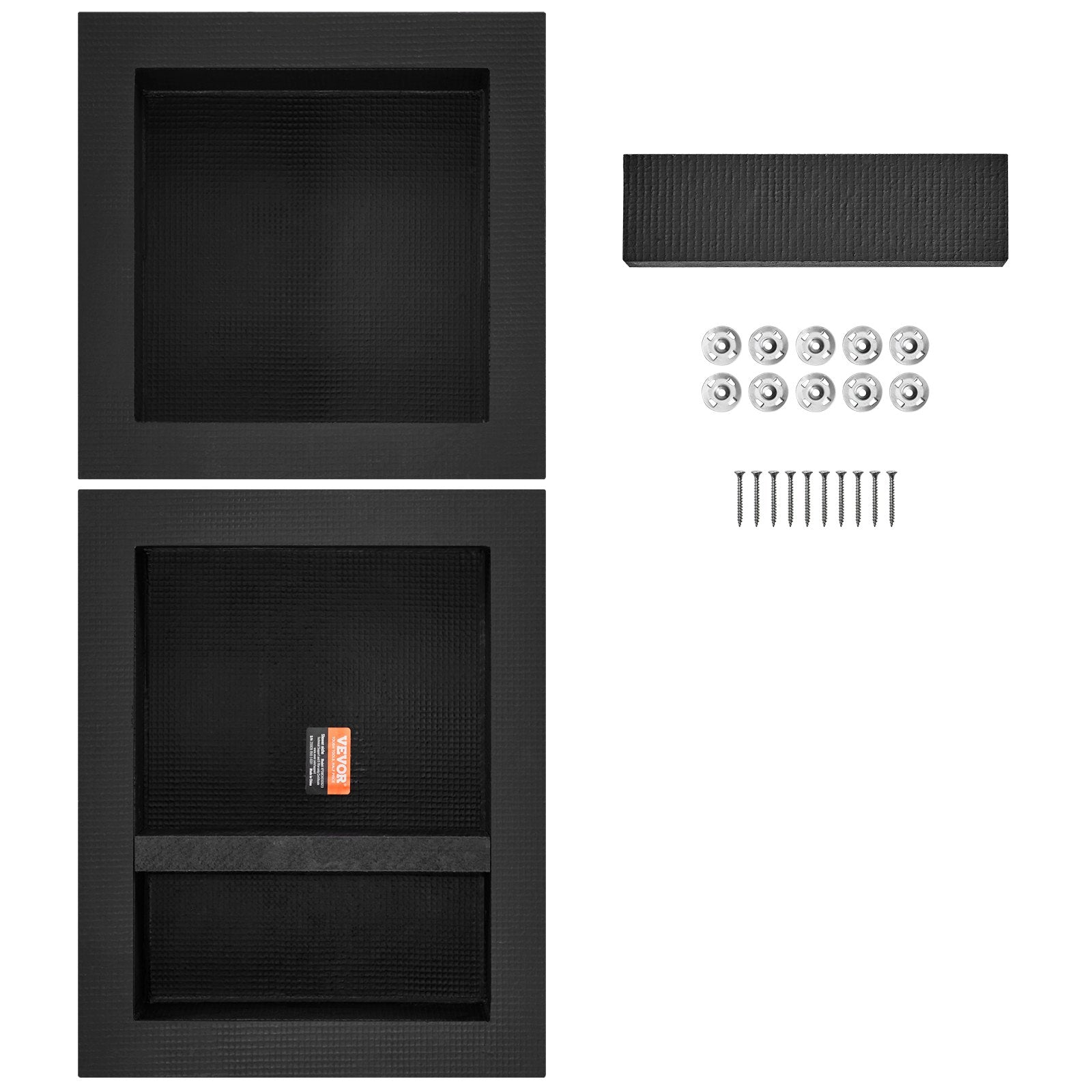 VEVOR Shower Niche Ready for Tile 40.64x40.64cm & 40.64x50.8cm, Triple Shelf, Square Corners Wall-inserted Niche Recessed, Sealed Protection Modern Soap Storage Niche for Shower Bathroom, Black