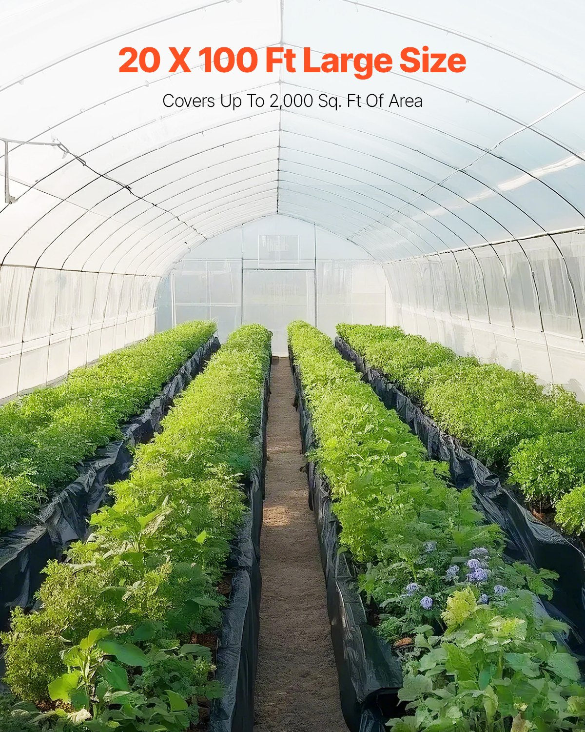 VEVOR 10Mil Plastic Sheeting Roll 20 x 100 FT Heavy Duty Polyethylene Black