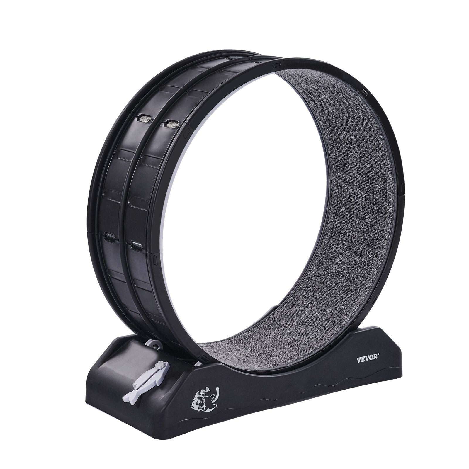VEVOR Cat Exercise Wheel, 31.5 in, Large Cat Running Wheel with Secure Brake & Carpeted Runway, Quiet Operation Cat Treadmill, Indoor Cats Exerciser Wheel for Pets Weight Loss & Health Black
