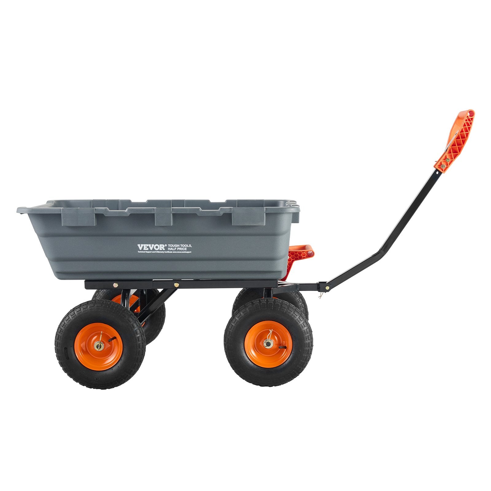 VEVOR Dump Cart, Poly Garden Dump Cart with Easy to Assemble Steel Frame, Dump Wagon with 2-in-1 Convertible Handle, Utility Wheelbarrow  544kg/ 1200lbs Capacity, 33cm/ 13 inch Tires
