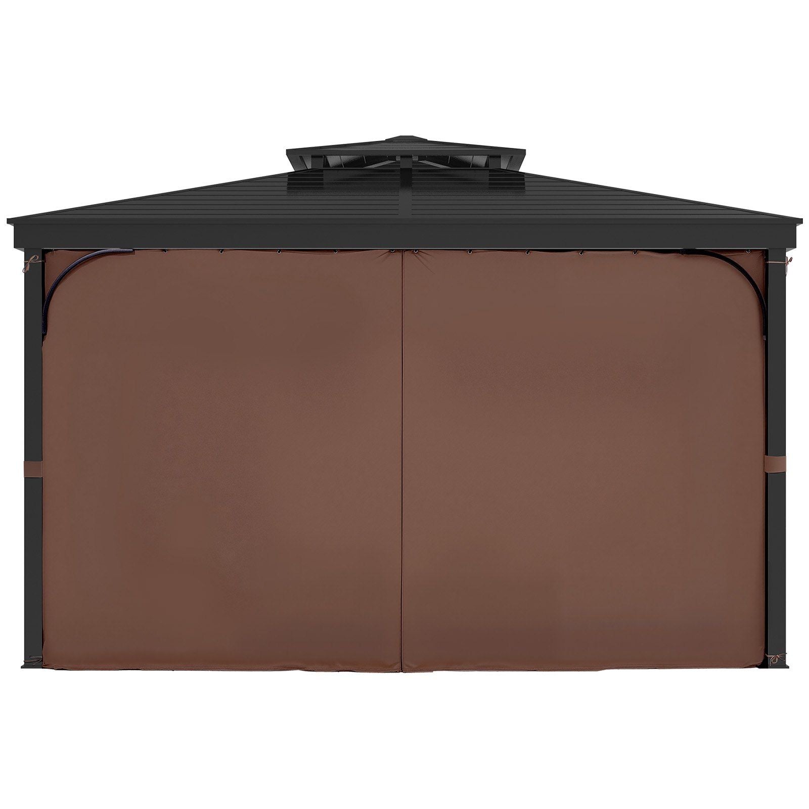 Gazebo Curtains Outdoor, Fit Most 2840 x 2840 x 2110 mm Gazebos, 4-Panel Sidewall Gazebo Privacy Curtains with Zippers, Outdoor Curtain Replacement for Patio Canopy, Only Curtain, Coffee