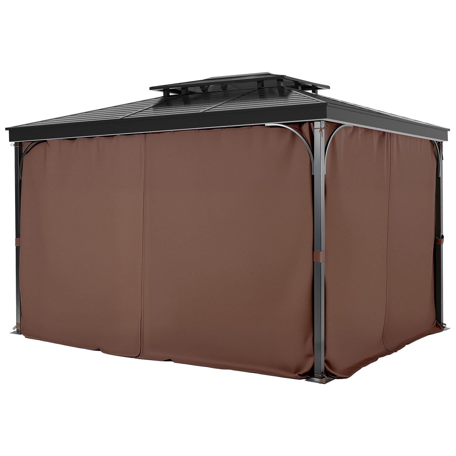 Gazebo Curtains Outdoor, Fit Most 2840 x 2840 x 2110 mm Gazebos, 4-Panel Sidewall Gazebo Privacy Curtains with Zippers, Outdoor Curtain Replacement for Patio Canopy, Only Curtain, Coffee
