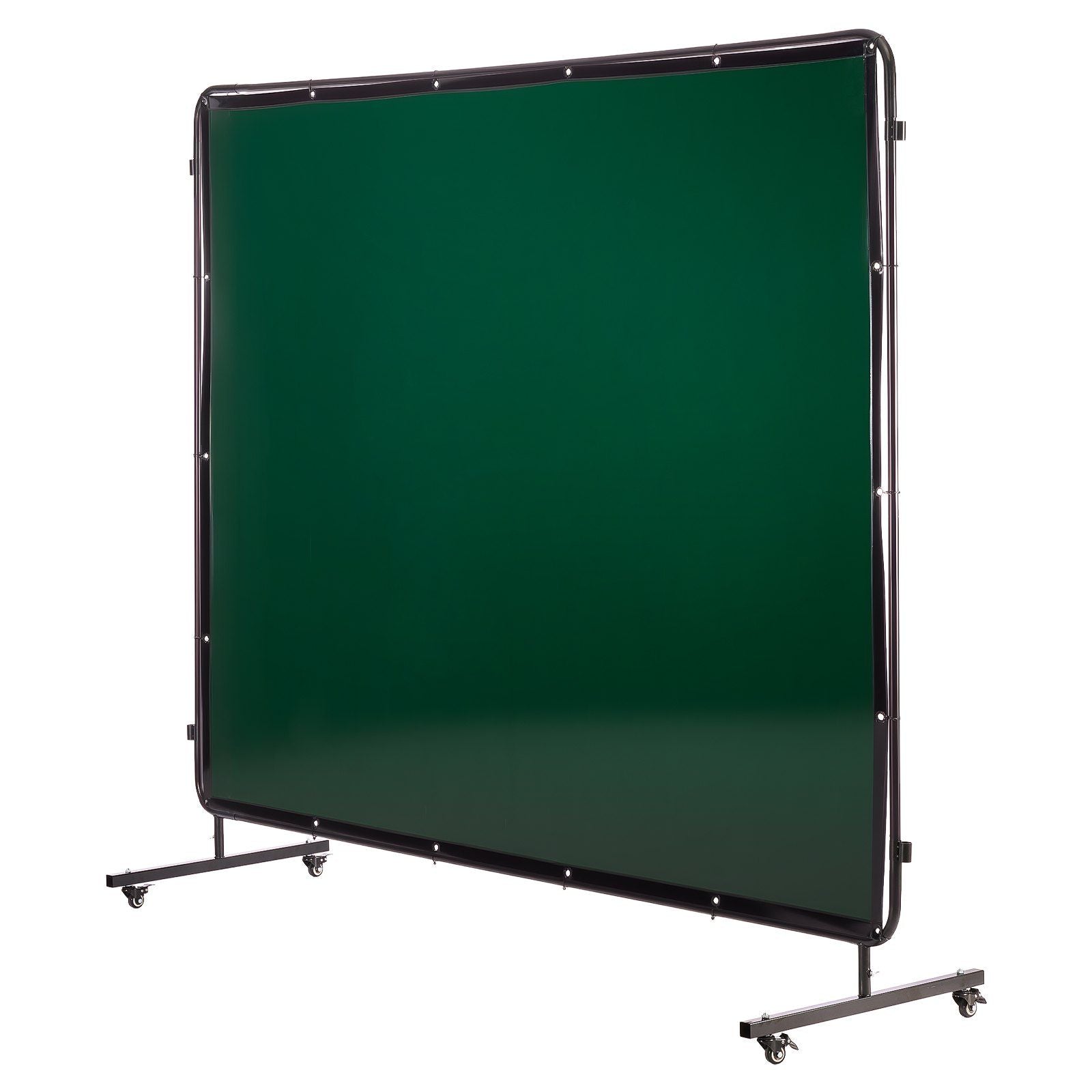 Welding Screen with Frame, 3-Panel 1.74 x 2.34m Welding Curtain Screen, Flame-Resistant Vinyl Protection Screens with 12 Wheels & 6-Level UV Protection for Workshop/Industrial Use, Dark Green