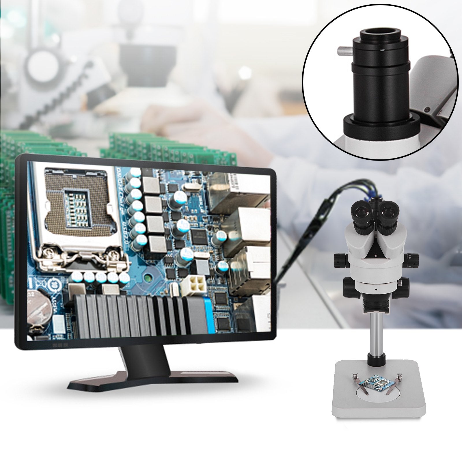 Vevor 3.5X-90X Trinocular Stereo Microscope w/Pillar Stand Biological Reliable Lab