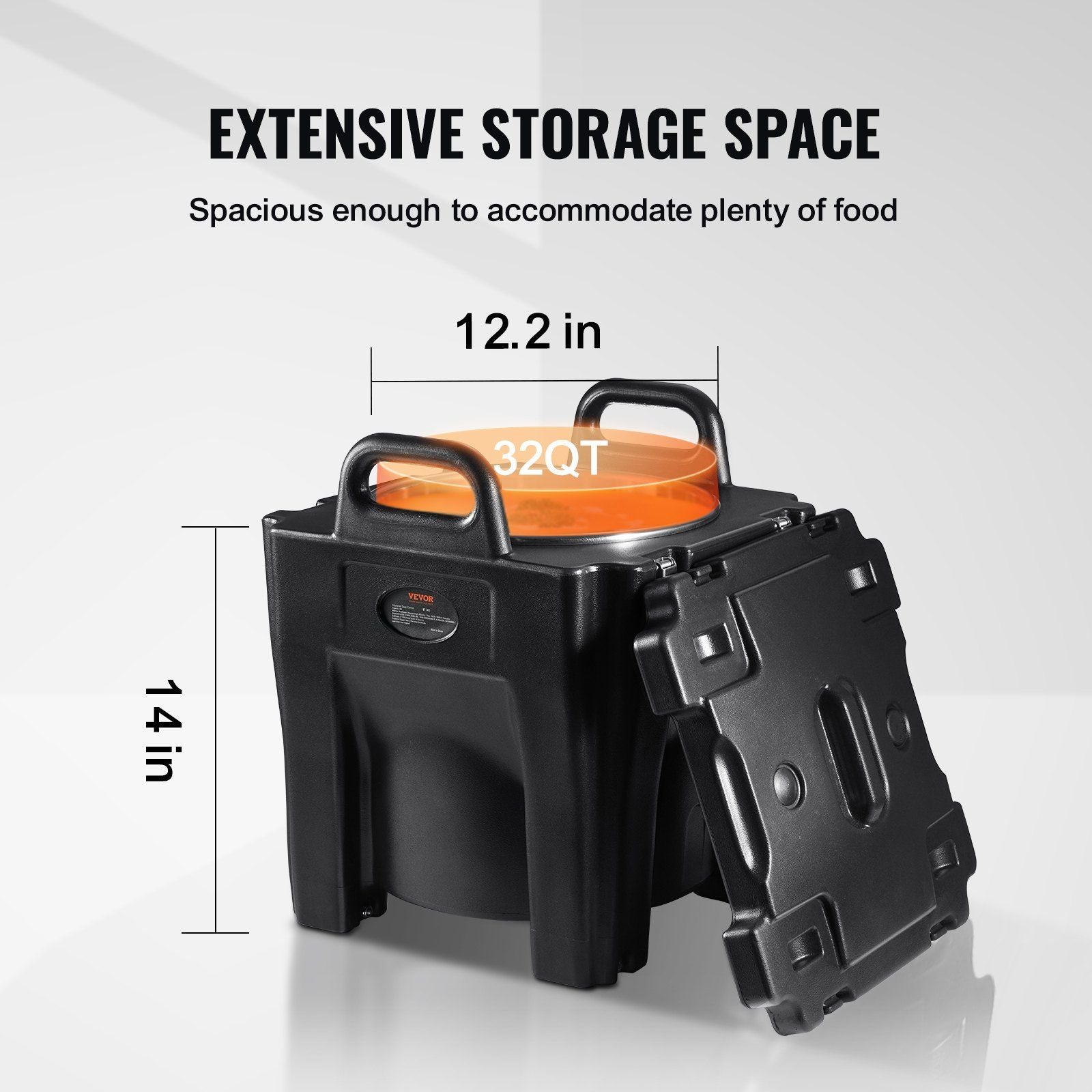 Insulated Food Carrier, 30L Capacity, Stackable Catering Hot Box with Stainless Steel Barrel, Top Load LLDPE Food Warmer with Integral Handles Buckles Stationary Base, for Restaurant Canteen, B