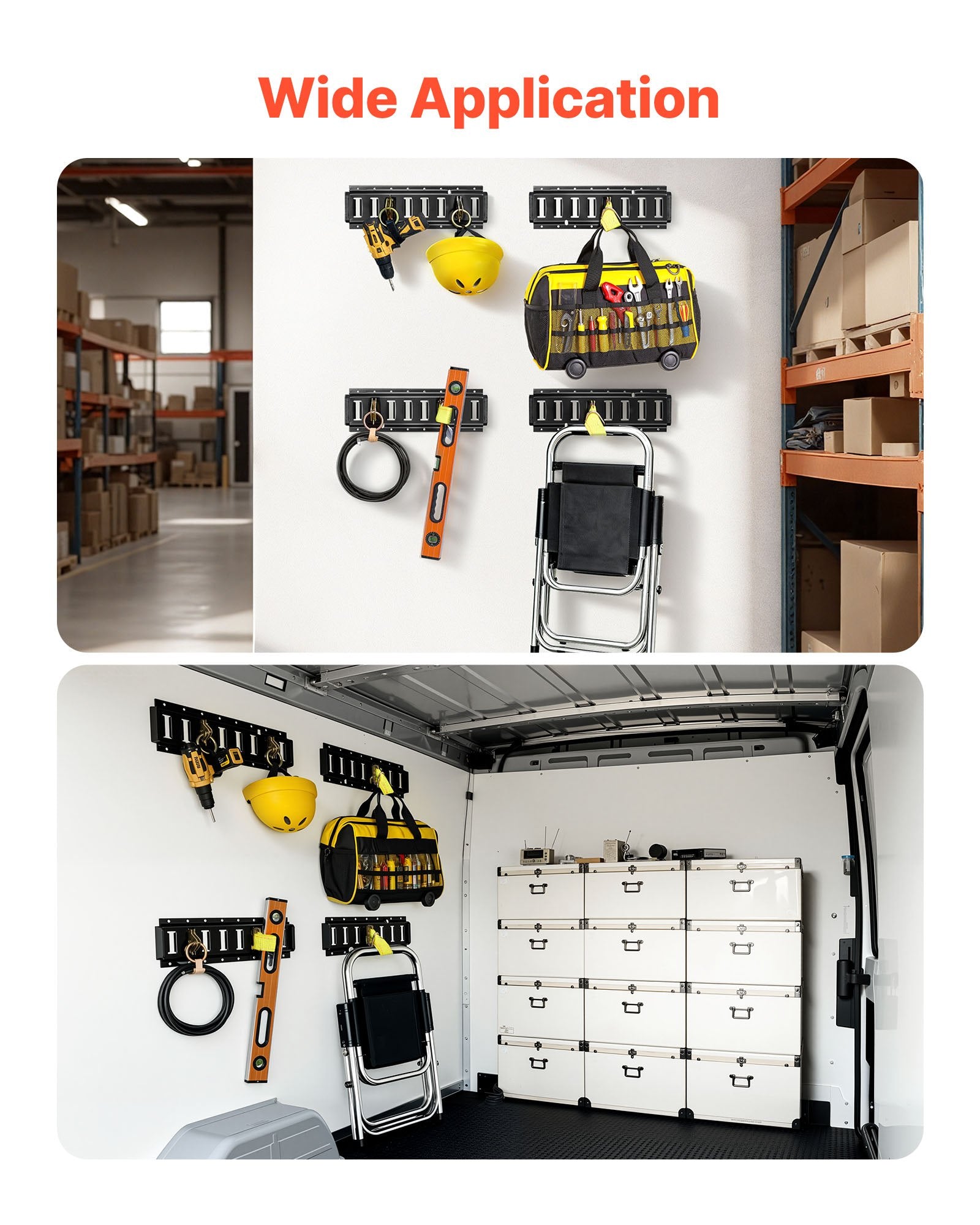 VEVOR E-Track Tie-Down Rail Kit, 4 Pack 0.4 m E Tracks Set, 21 Pcs Includes 2 Ratchet Straps & 4 O-Rings & 4 Tie-Offs with D-Ring & 2 Single Slots & 8 End Caps & 1 Bag, Fit for Garages Vans Trailers